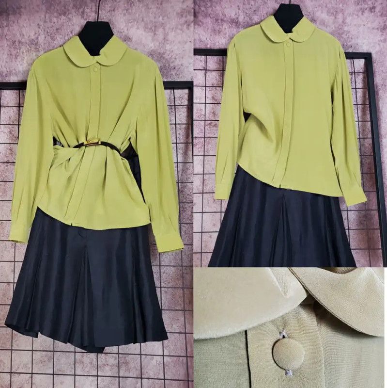 Dior Dior Green Silk Long Sleeve Blouse 0089 Size S / US 4 / IT 40 - 1 Thumbnail