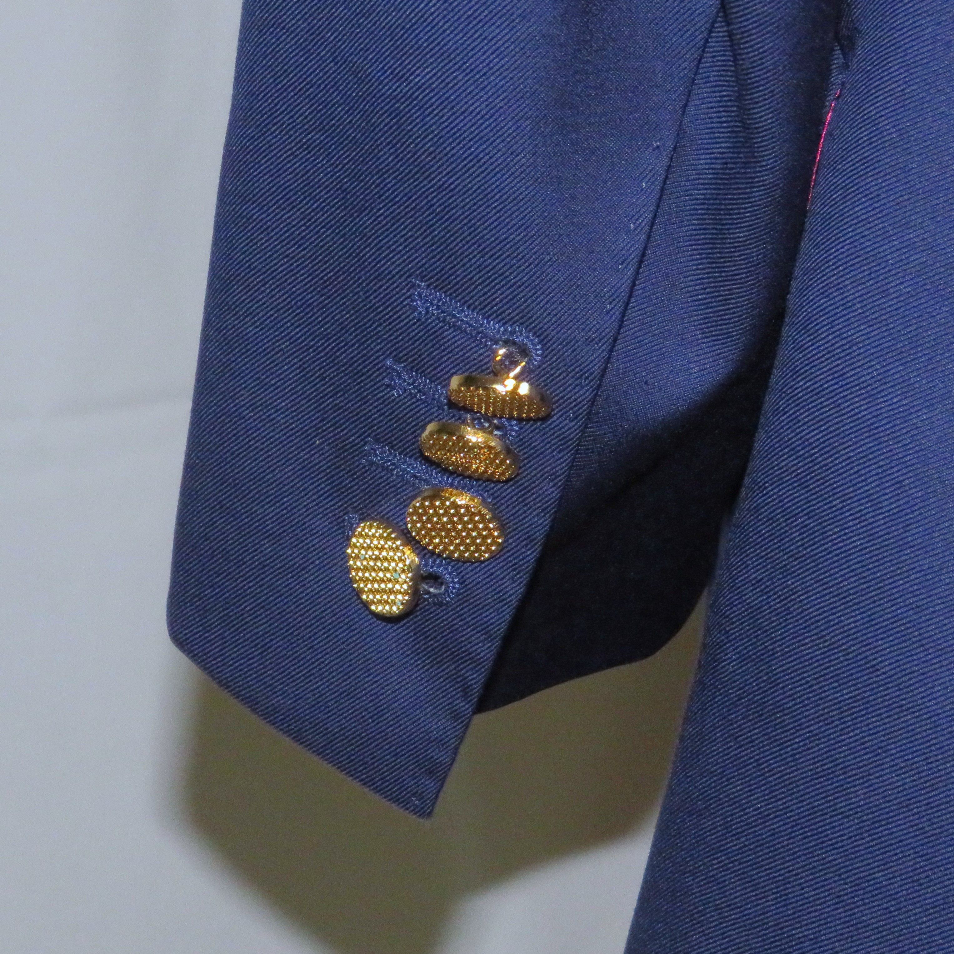 Other Alex Hitz Blue Gold Button Custom Double Breasted Blazer 40S Size 40S - 8 Thumbnail
