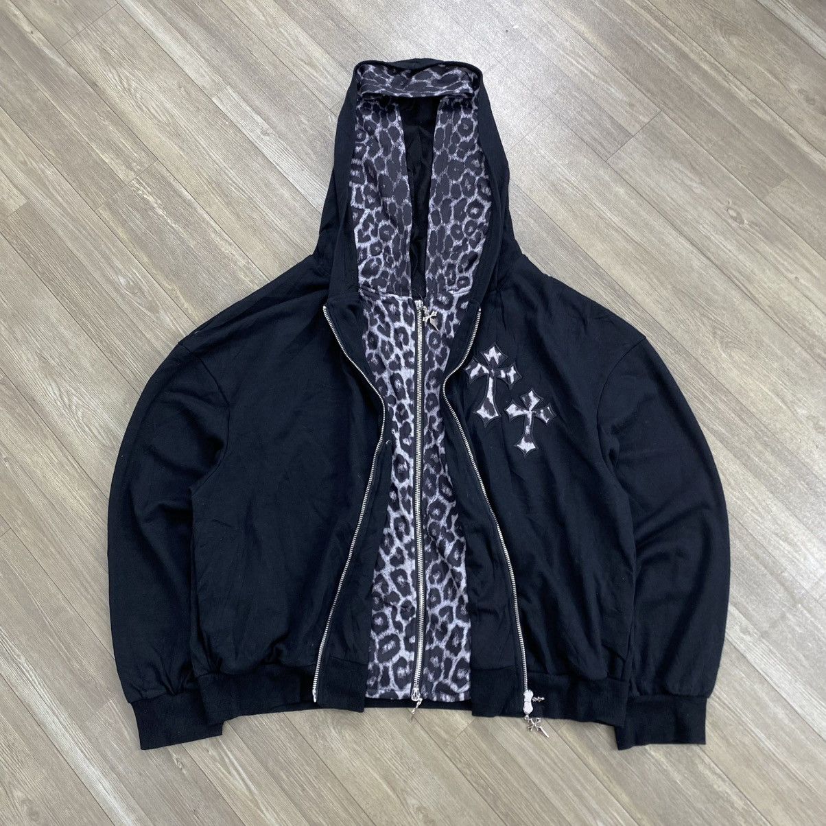 If Six Was Nine 2000s Chrome Hearts Style Cross Lgb Double Layers Zip Hoodie Size US M / EU 48-50 / 2 - 2 Thumbnail