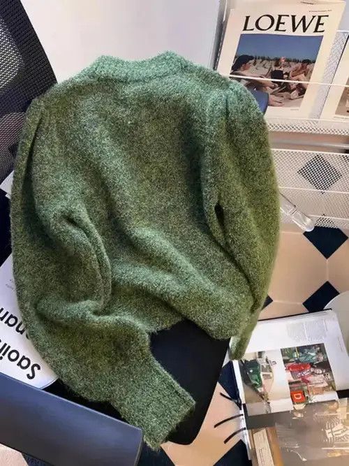 Designer Retro texture long sleeve knitted sweater Size M / US 6-8 / IT 42-44 - 2 Thumbnail