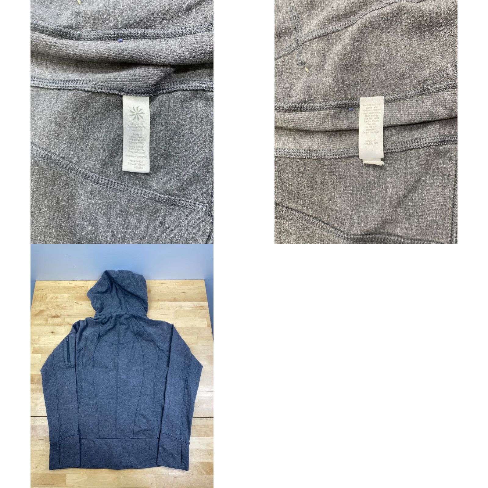 Athleta Athleta Jacket Womens M Gray Full Zip Hooded Pockets Activewear Casual 10622 Size M / US 6-8 / IT 42-44 - 8 Thumbnail