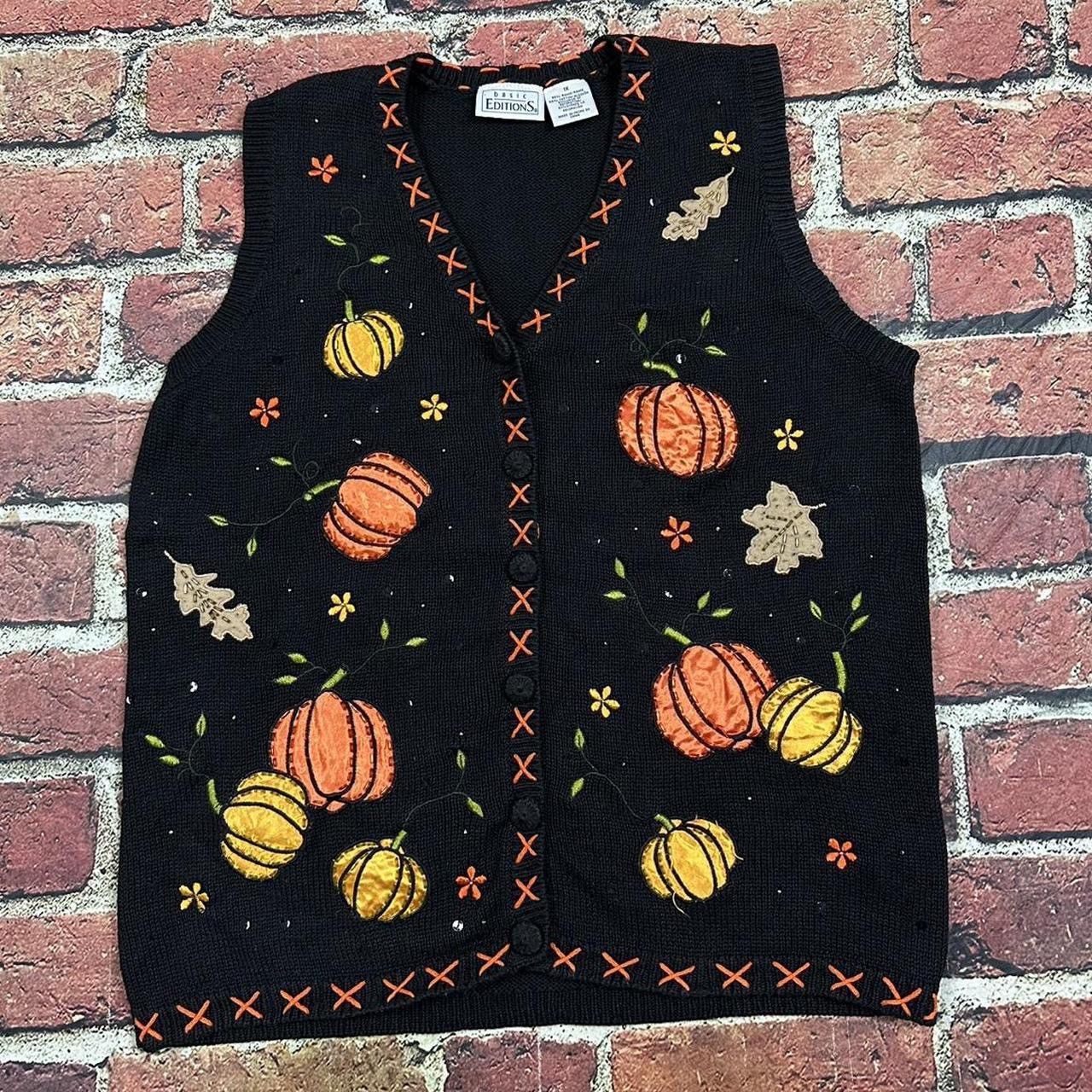 Basic Editions Vintage Basic Editions Halloween Sweater Vest Fall Pumpkin Size XL / US 12-14 / IT 48-50 - 1 Thumbnail