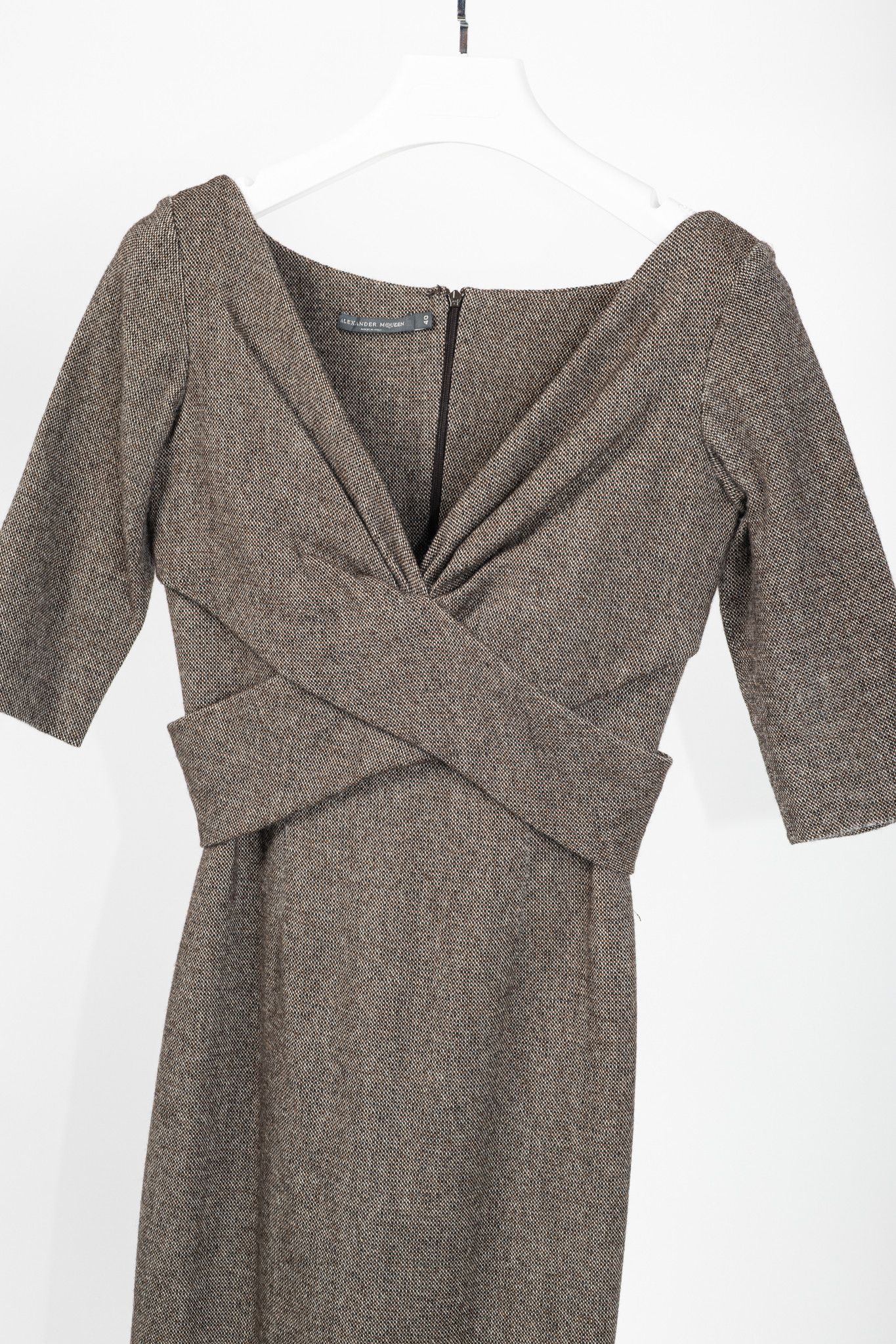 Alexander McQueen Alexander McQueen AW05 Wool Tweed Crossover-Waist Dress Size S / US 4 / IT 40 - 3 Thumbnail
