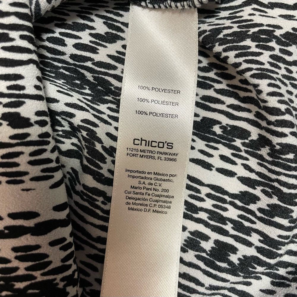 Chicos Chico's Black White V-Neck 3/4 Sleeve Blouse Size 1 US M Size M / US 6-8 / IT 42-44 - 6 Thumbnail