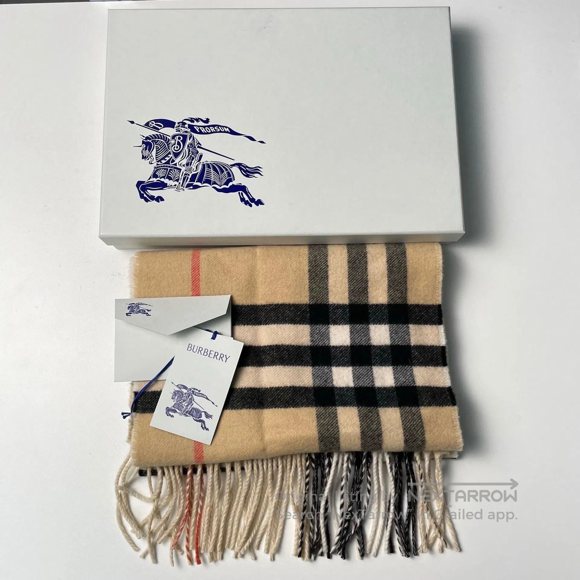 Burberry Burberry Light Brown Plaid Cashmere Fringe Scarf| Size ONE SIZE - 1 Thumbnail