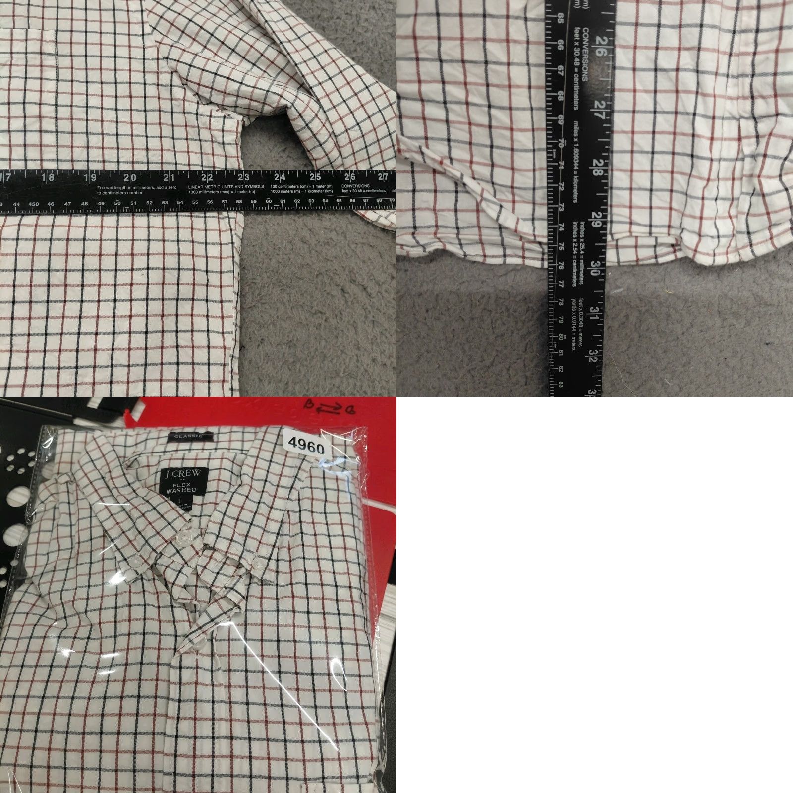 J.Crew J.CREW Classic Shirt Men's L White/Red/Blue Plaid Button-Down Flex Washed Size US L / EU 52-54 / 3 - 9 Thumbnail