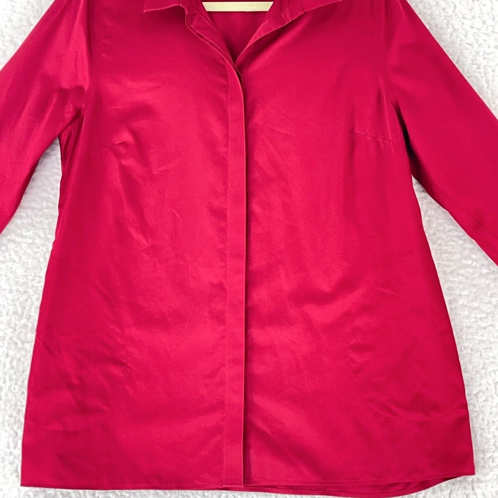 Vintage Chico's Button-Up Shirt Women Red 100% Cotton Petite Long Sleeve Collared Size 12P Size XL / US 12-14 / IT 48-50 - 4 Thumbnail