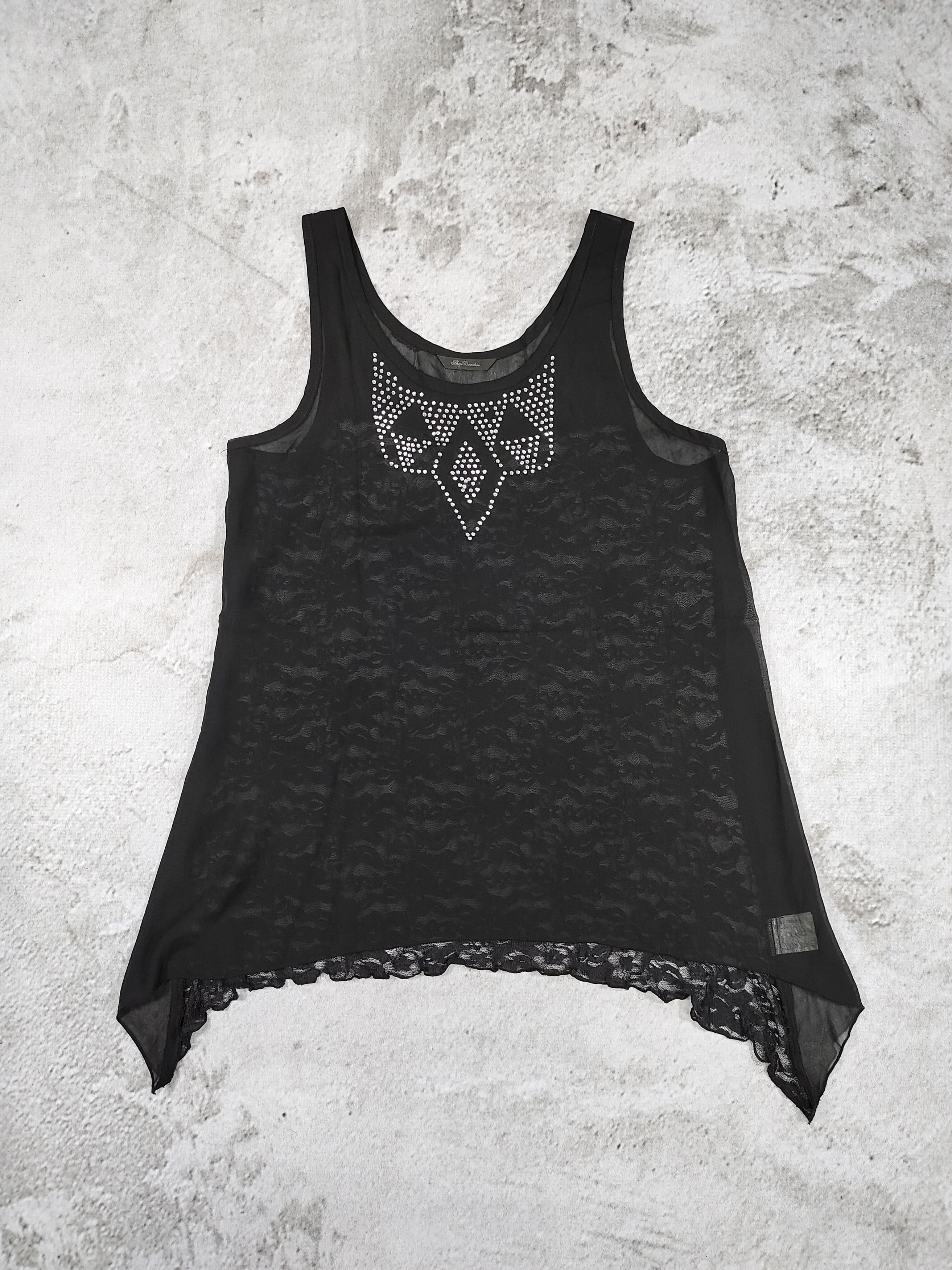 Japanese Brand Sky Bomber🇯🇵Gothic Sheer Rhinestone Tribal Lace Asymmetric Size M / US 6-8 / IT 42-44 - 6 Thumbnail