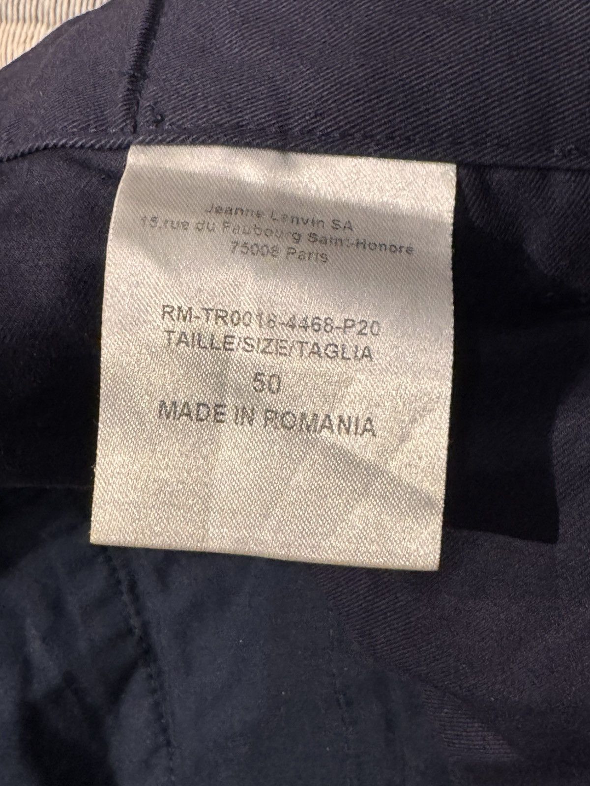 Lanvin Lanvin Navy Cotton Tapered Pants, Patch Pockets – Size 50 Size US 34 / EU 50 - 3 Thumbnail