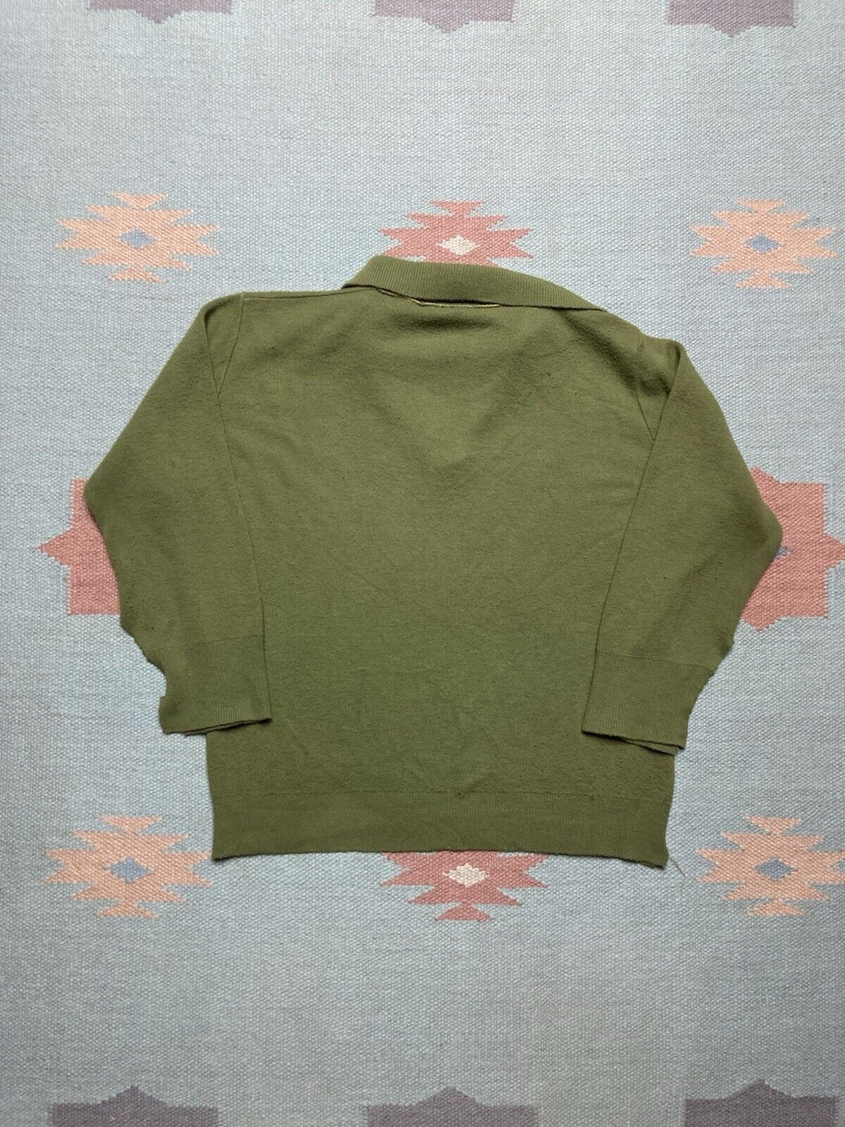 Vintage VTG 70s knit sweater open neck soft comfy green Small Size US S / EU 44-46 / 1 - 8 Thumbnail
