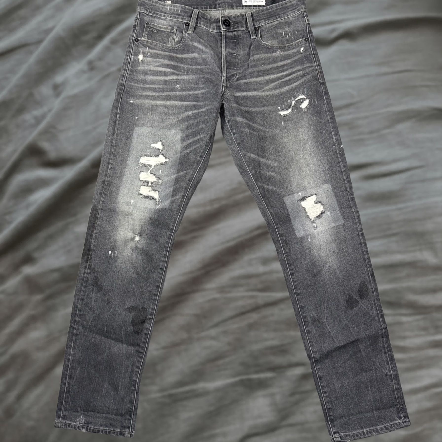 Vintage G-Star 3301 Jeans Mens 32x32 Gray Distressed Denim Slim Straight Tapered Pockets 3301 RAW 3301 Straight Tapered Chara Wash Size US 32 / EU 48 - 1 Thumbnail