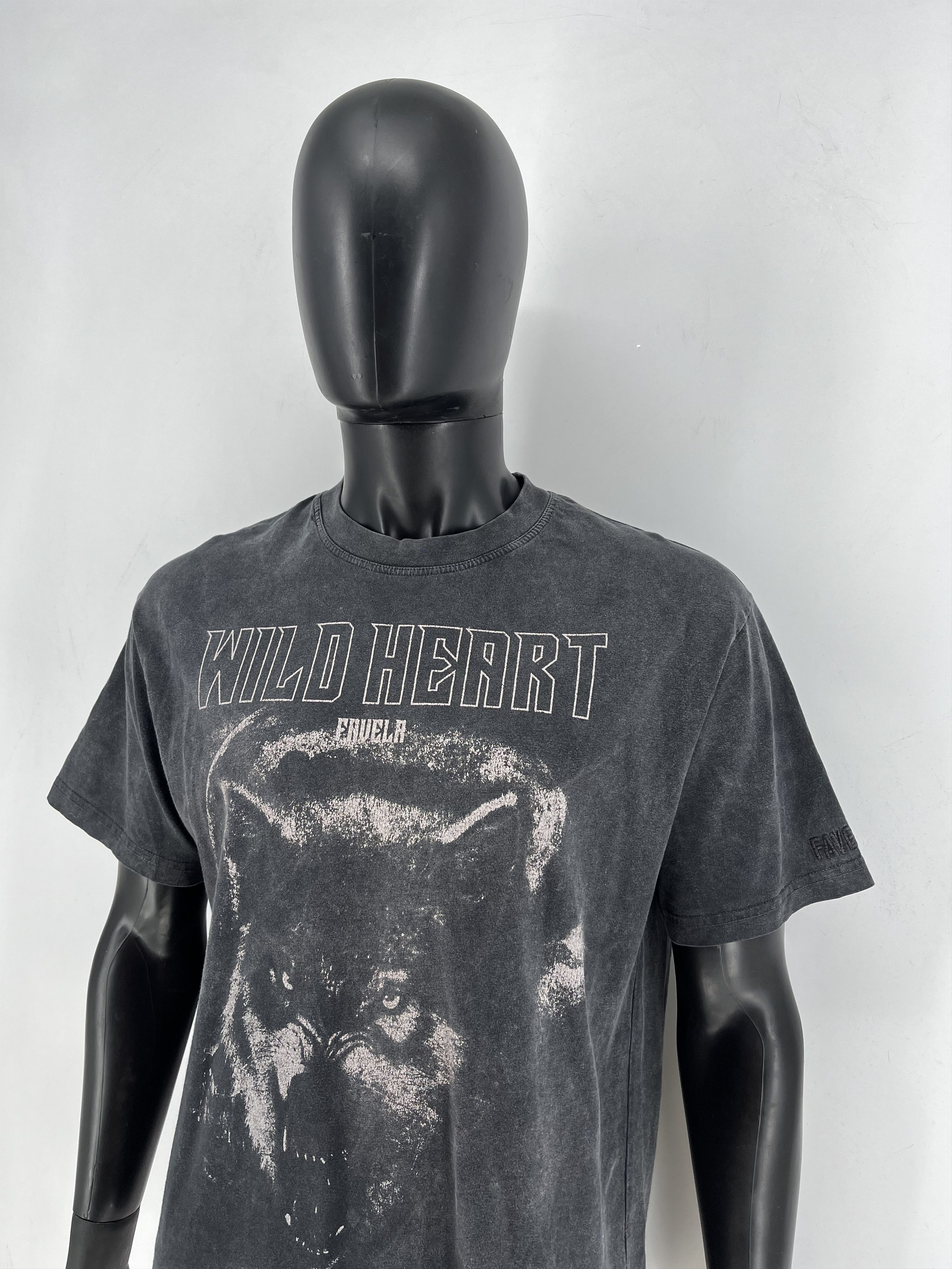 FAVELA FAVELA Vintage Wolf Tee “Wild Heart” Washed Black S Size US S / EU 44-46 / 1 - 5 Thumbnail