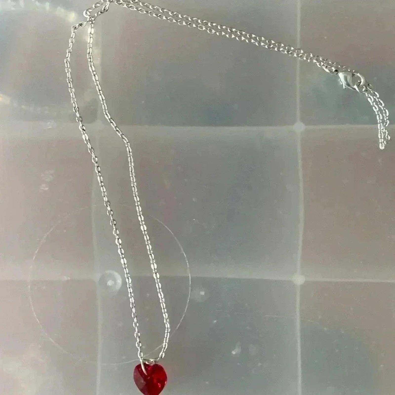 Designer Red stone heart necklace Size ONE SIZE - 5 Thumbnail