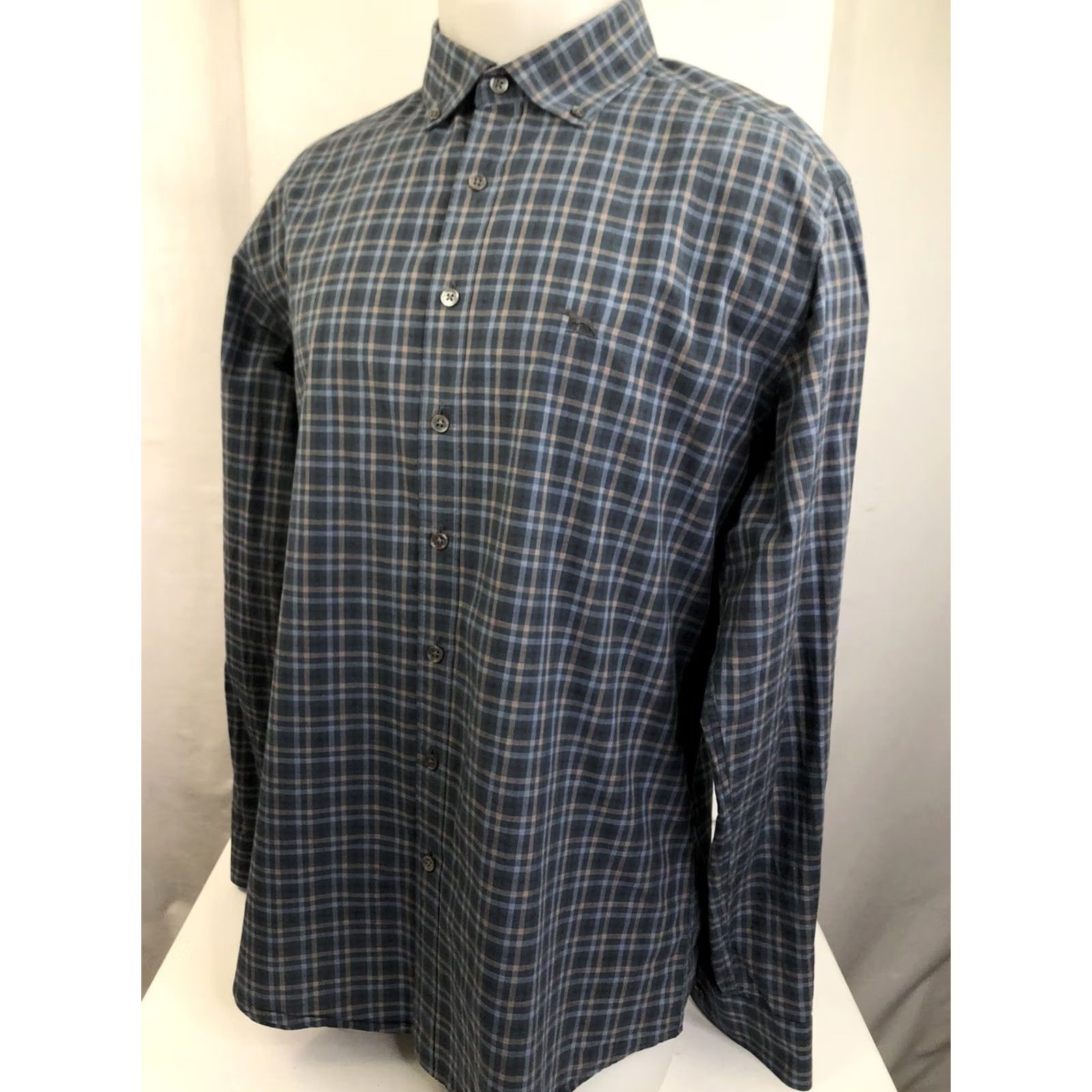 Rodd & Gunn RODD & GUNN Embroidered Dog Logo Blue/Tan/Black Shirt Mens XL Button-Up Long Sleeve Size US XL / EU 56 / 4 - 2 Thumbnail