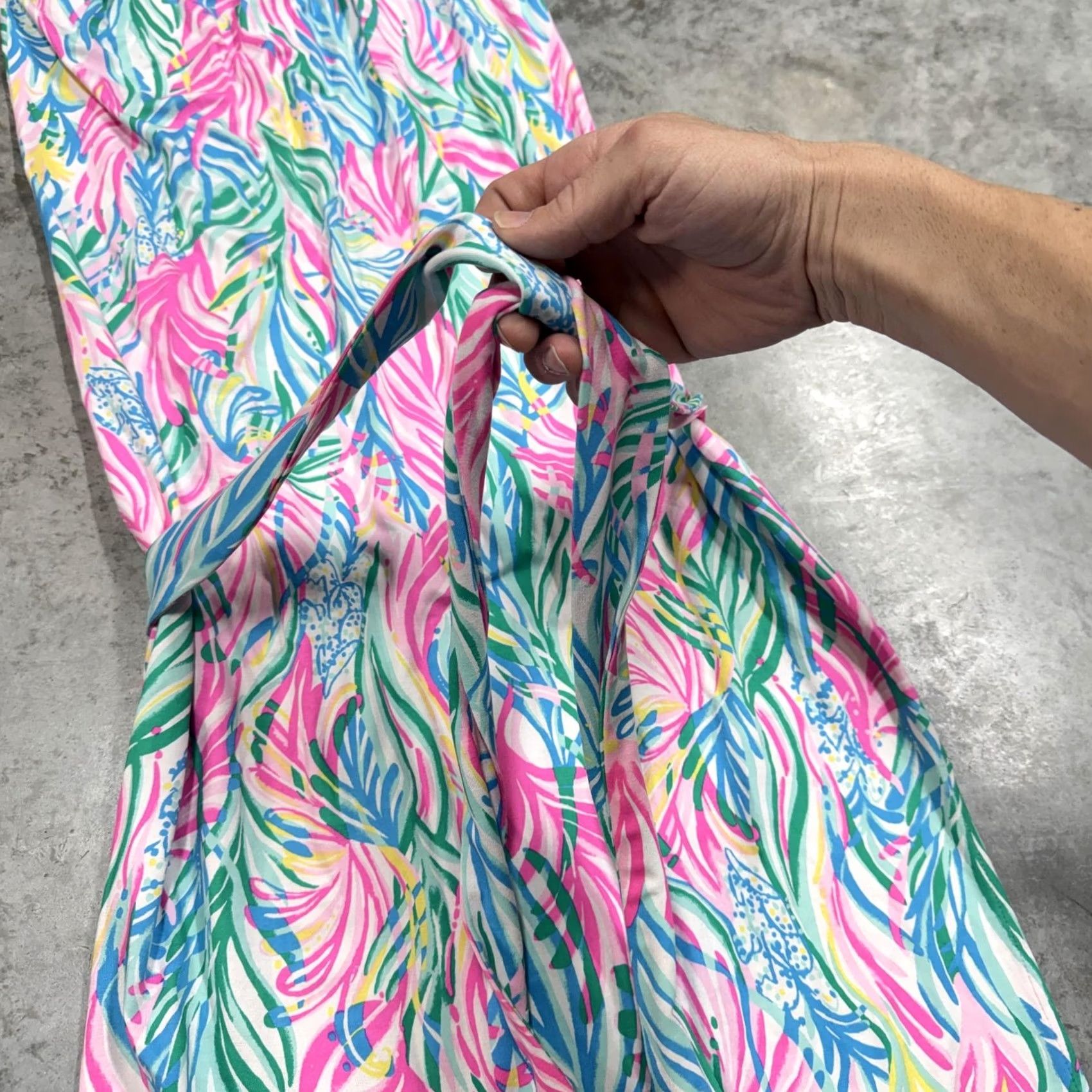 Lilly Pulitzer Lilly Pulitzer Dress Womens XS Multicolor Tropical Maxi Halter Belted Sleeveless Jersey Floral Strappy Summer 90s? Size XS / US 0-2 / IT 36-38 - 3 Thumbnail