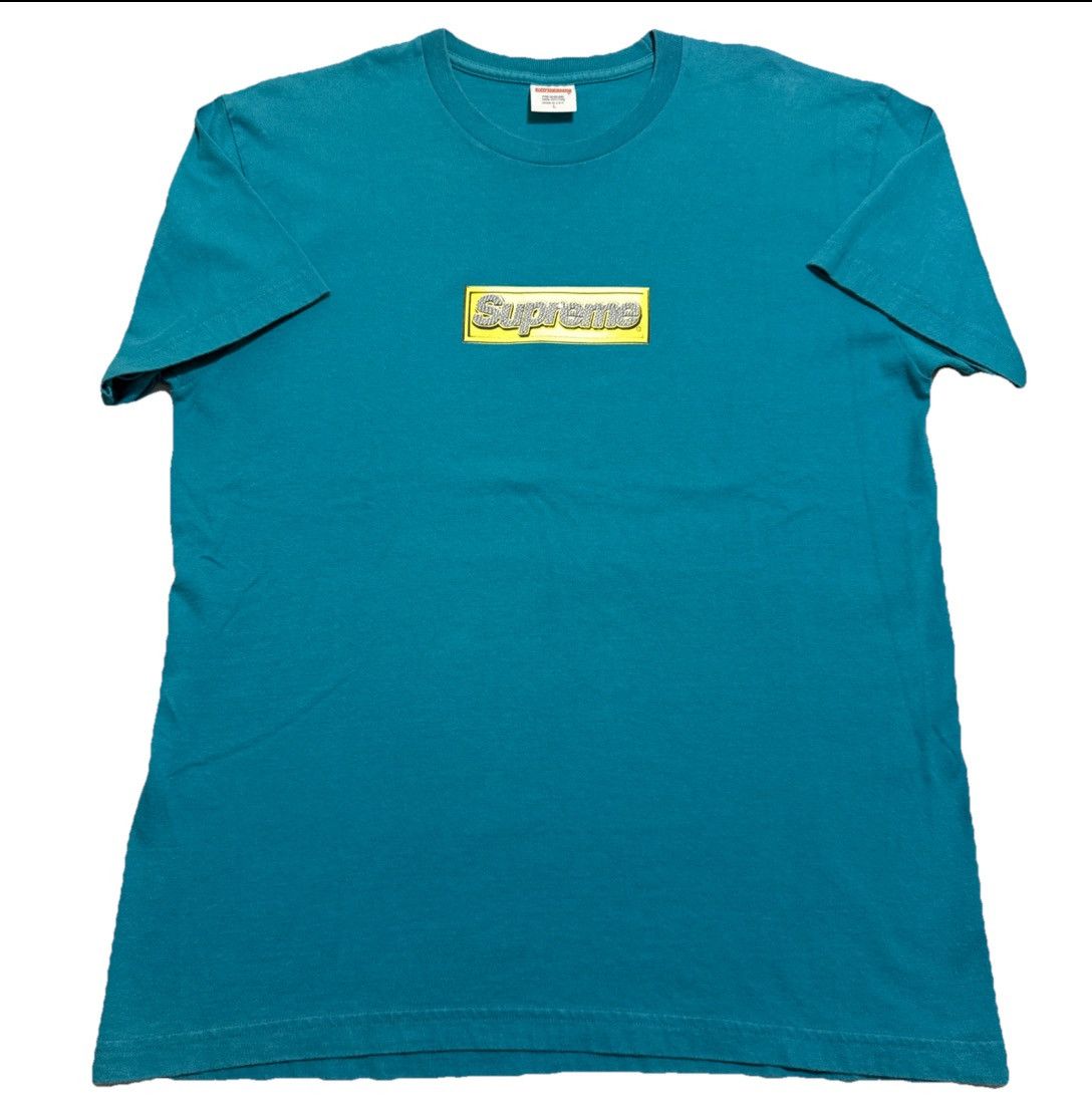 SS13 Supreme Teal Bling Box Logo Graphic Tee size Large