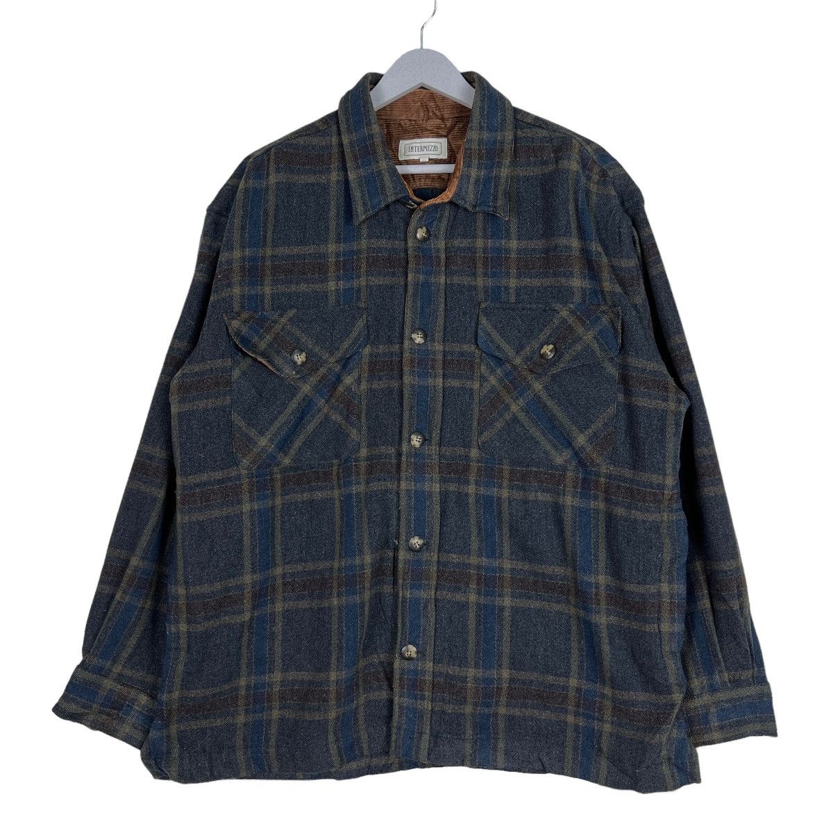 Issey Miyake 🔥 VINTAGE INTERMEZZO WOOL PLAID SHADOWS CPO JACKET Size US L / EU 52-54 / 3 - 1 Thumbnail
