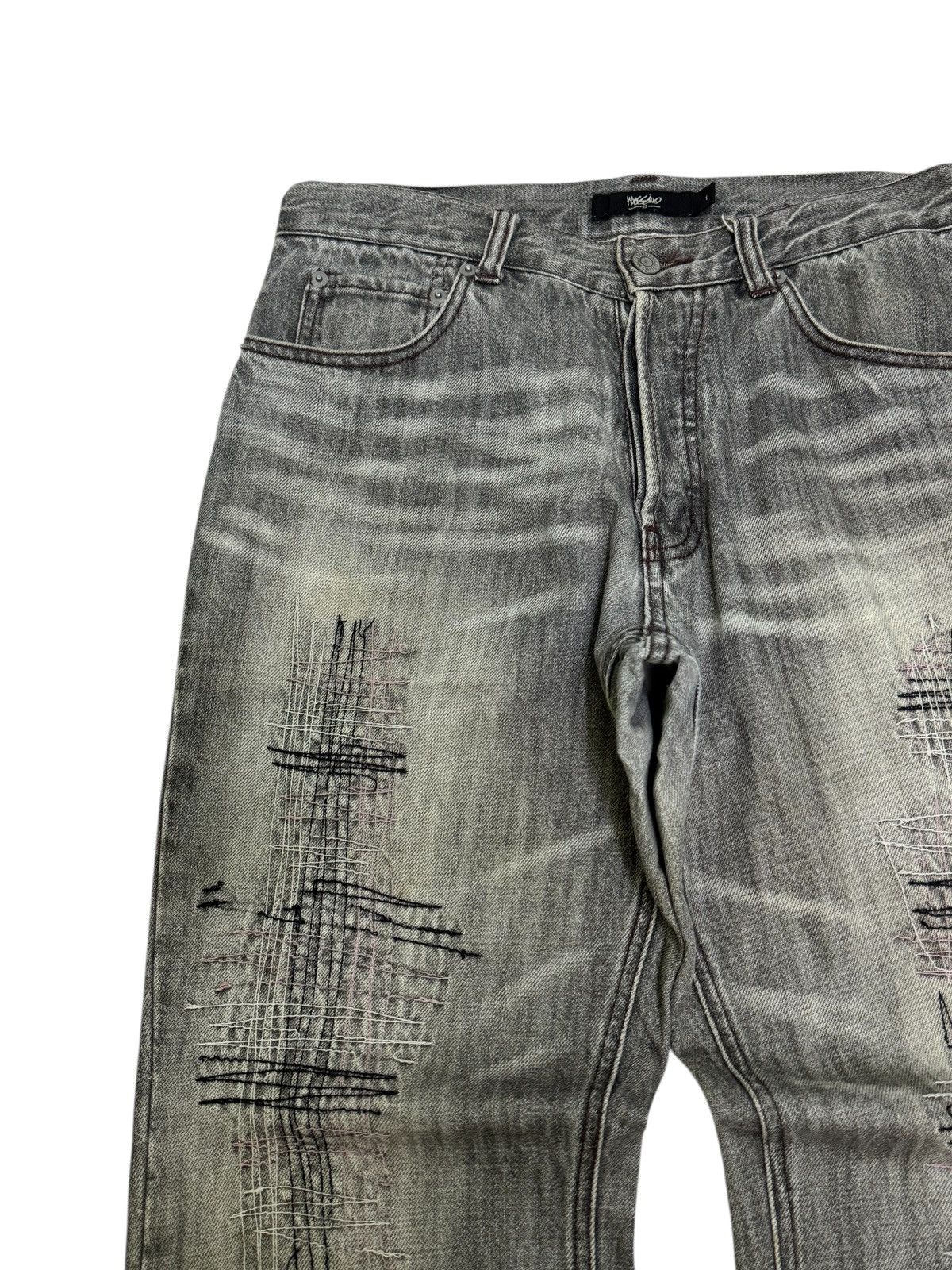 Japanese Brand Flare Mossimo Grey Distressed Pant Y2K Workwear Grunge Style Size US 30 / EU 46 - 4 Thumbnail