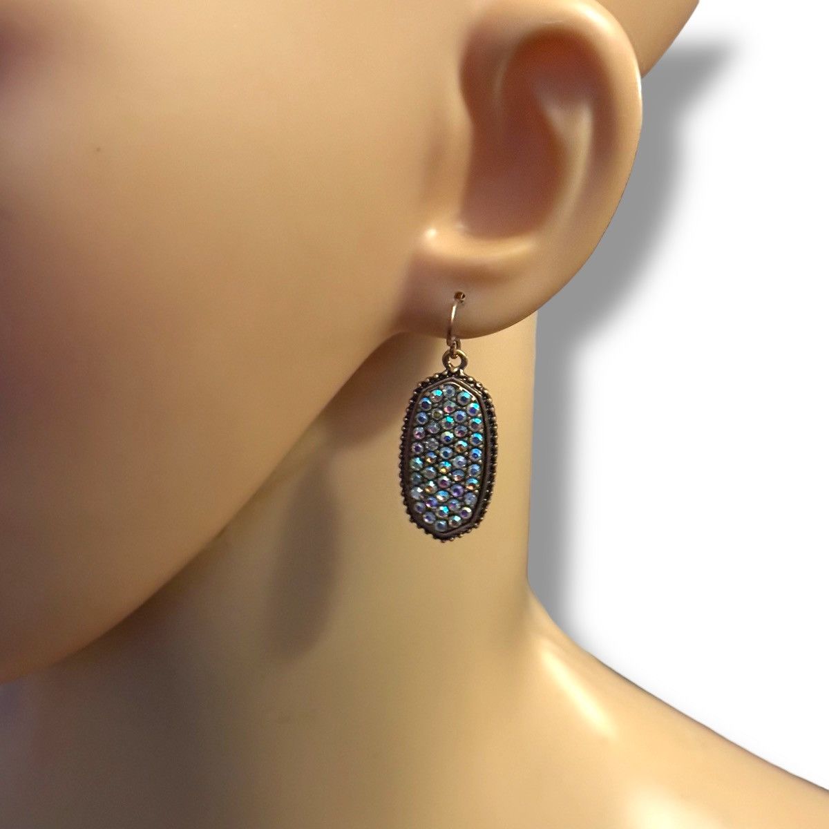 Other No. 3 bronze tone oval AB rhinestone dangle earrings Size ONE SIZE - 2 Thumbnail
