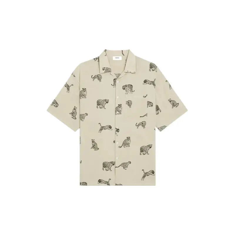 Celine o1w1db10125 Hawaiian Viscose Shirt in Beige Size US L / EU 52-54 / 3 - 1 Thumbnail