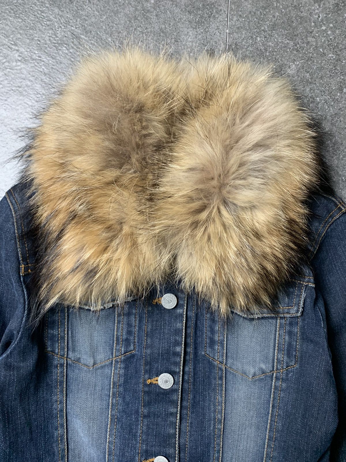 If Six Was Nine 2000s Morgan Homme Faux Fur Denim Jacket Size XS / US 0-2 / IT 36-38 - 4 Thumbnail