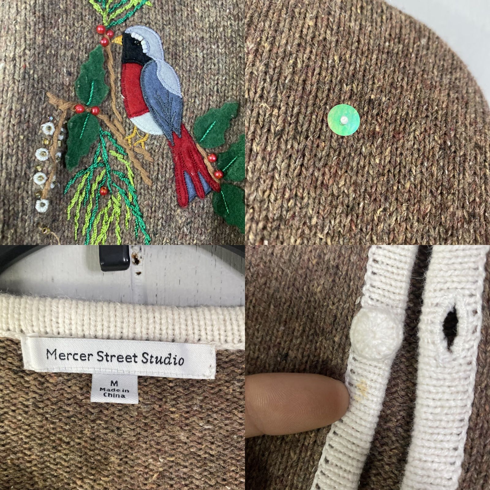 Vintage VINTAGE Mercer Street Studio Cardigan Sweater Womens M Brown Wool Bird Winter 3D23X25 Mens? Girls? No gender specified. Size M / US 6-8 / IT 42-44 - 8 Thumbnail