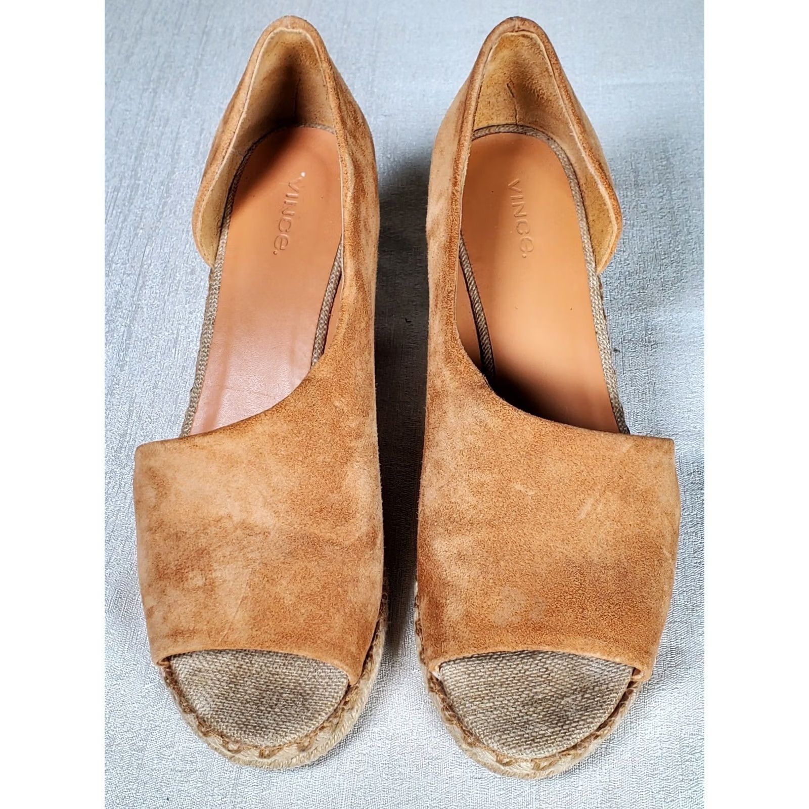 Vince Vince Sonora Peep Toe Espadrille Wedge Sandals Brown Suede Women's US 8.5 M Size US 9 / IT 39 - 4 Thumbnail
