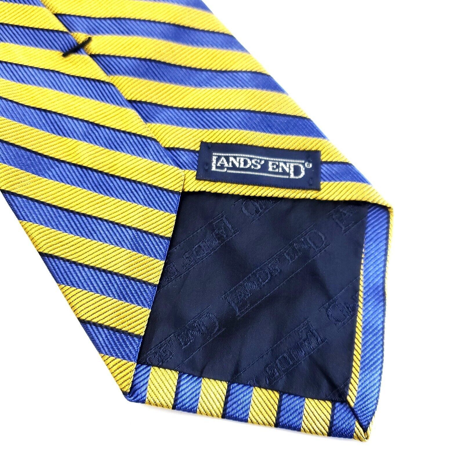 Lands' End NEW Land's End Yellow Blue Striped Woven Silk Tie Size ONE SIZE - 4 Thumbnail