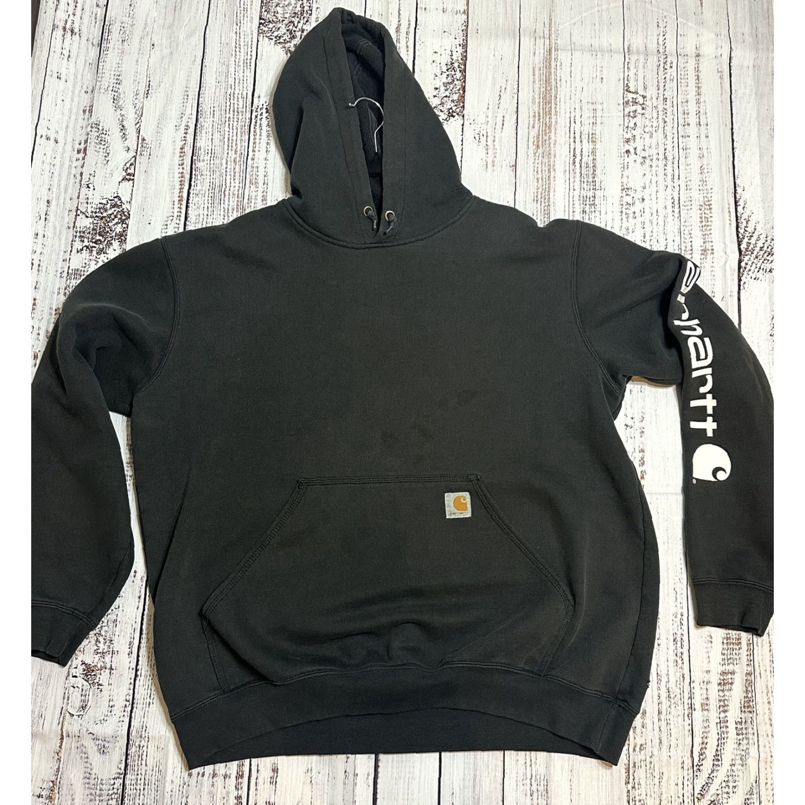 Carhartt Carhartt Black Drawstring Hoodie Pullover Mens L Kangaroo Pockets Sleeve Spell Size US L / EU 52-54 / 3 - 4 Thumbnail