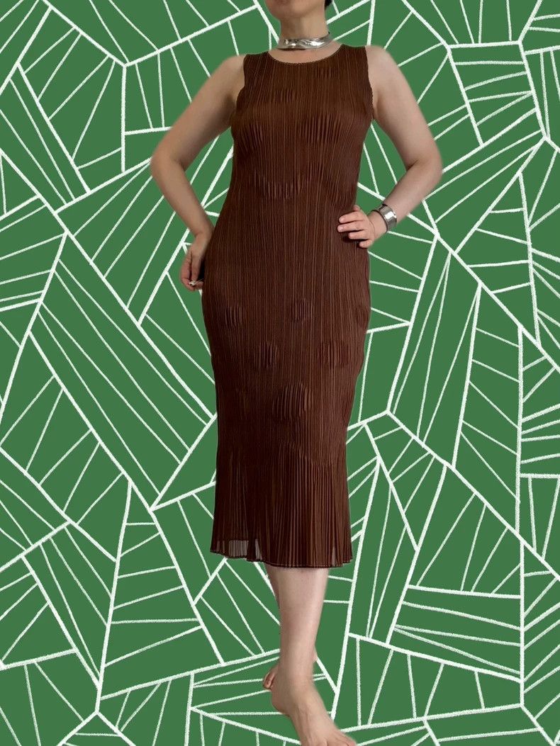 Issey Miyake Issey Miyake size:4 Brown embossed dress Size XS / US 0-2 / IT 36-38 - 5 Thumbnail