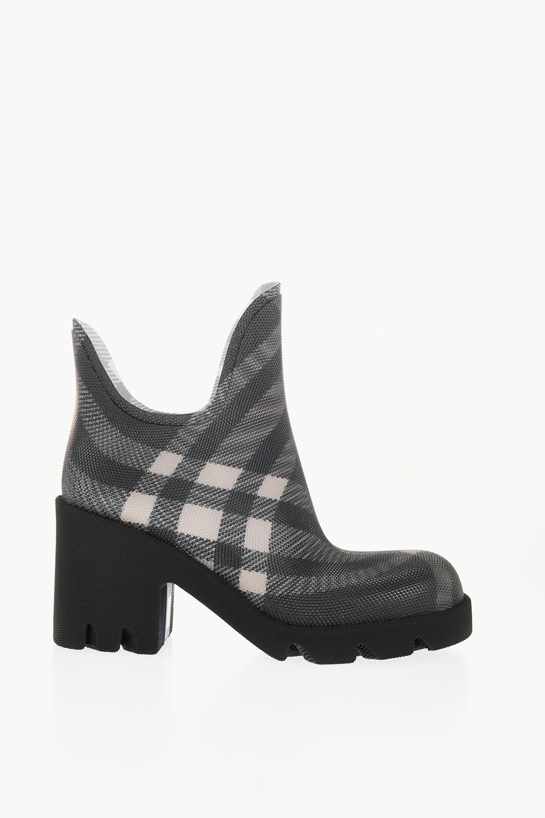 Burberry og1mm1225 Tartan Patterned Rubber Booties in Black/Grey Size US 10 / IT 40 - 1 Thumbnail