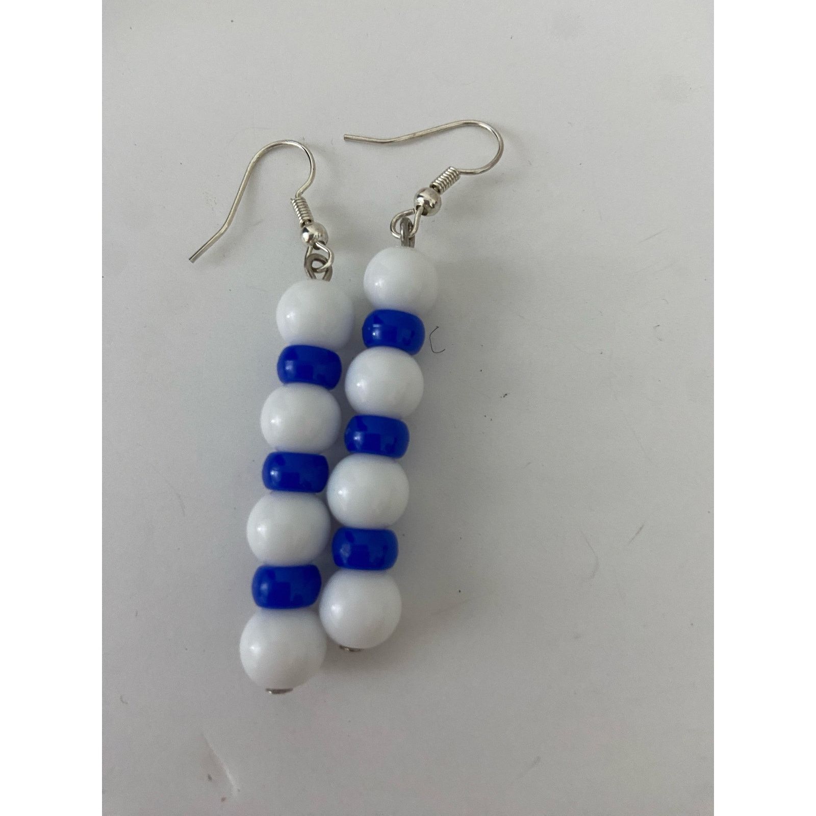Handmade blue and white earrings Size ONE SIZE - 4 Thumbnail