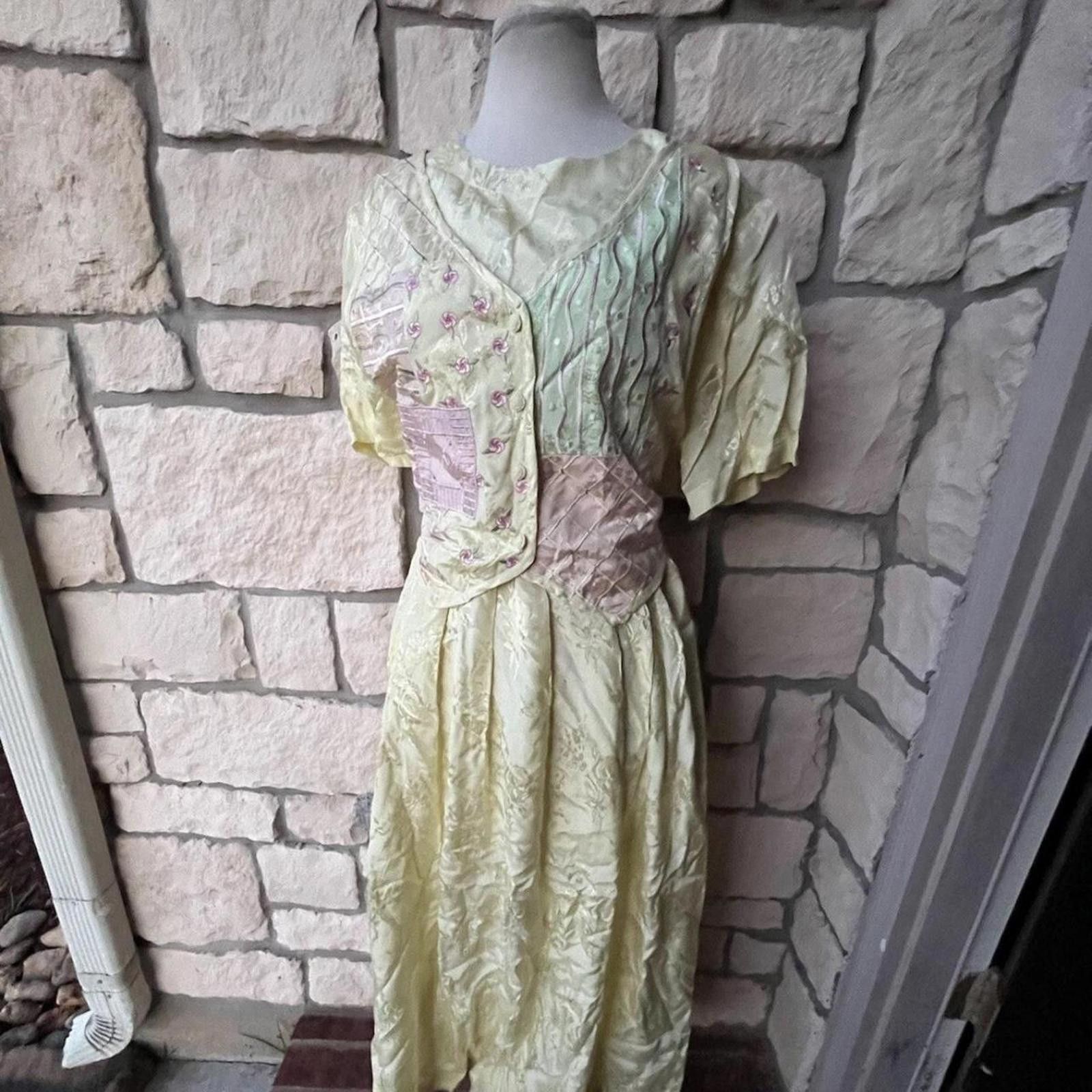 Other Yellow 80s vintage dress, and tie back glamour Size L / US 10 / IT 46 - 4 Thumbnail