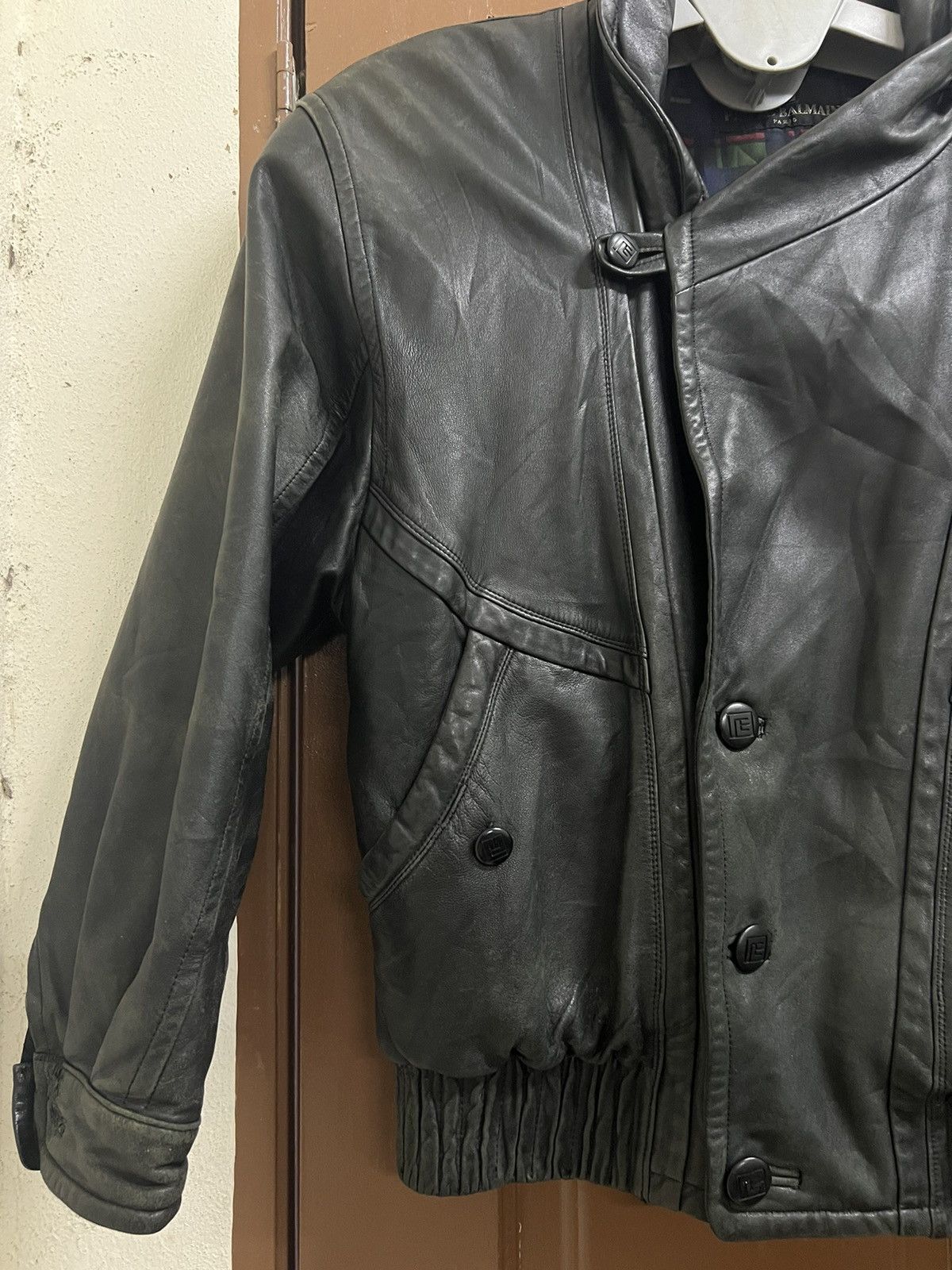 Designer PIERRE BALMAIN LEATHER JACKET Size US XL / EU 56 / 4 - 12 Thumbnail