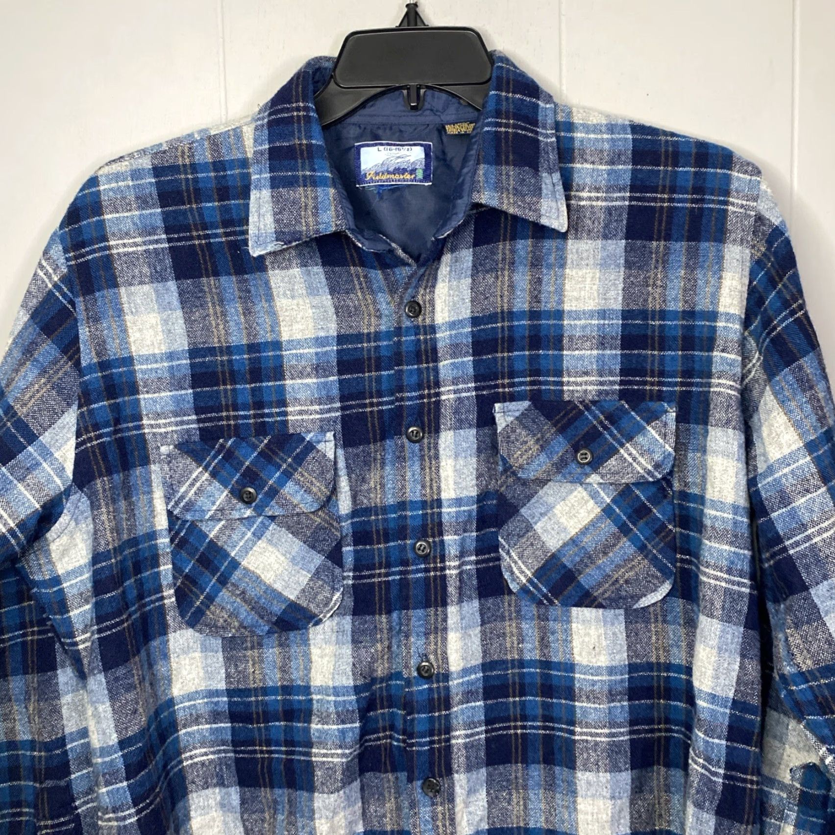 Vintage VINTAGE Fieldmaster Shirt Mens Large L Blue Plaid Wool Flannel 24x29 Button-Up Size US L / EU 52-54 / 3 - 2 Thumbnail