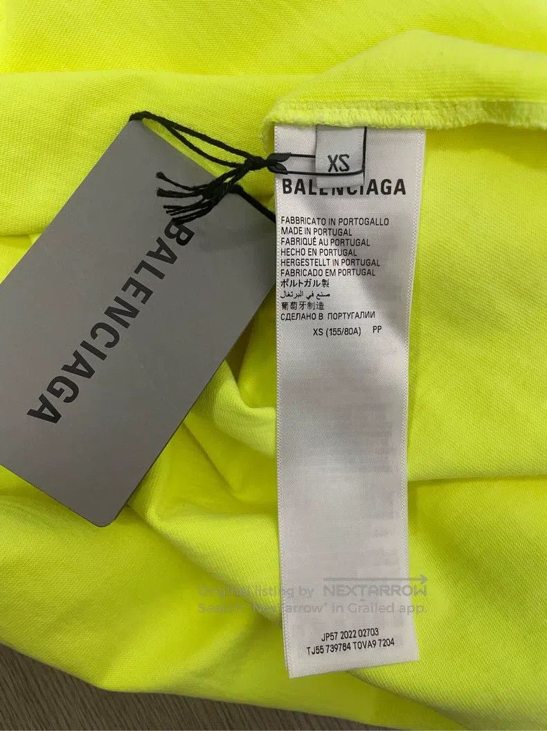 Other Balenciaga Neon Yellow Tape Logo Distressed Hole Short Sle Size US XS / EU 42 / 0 - 4 Thumbnail