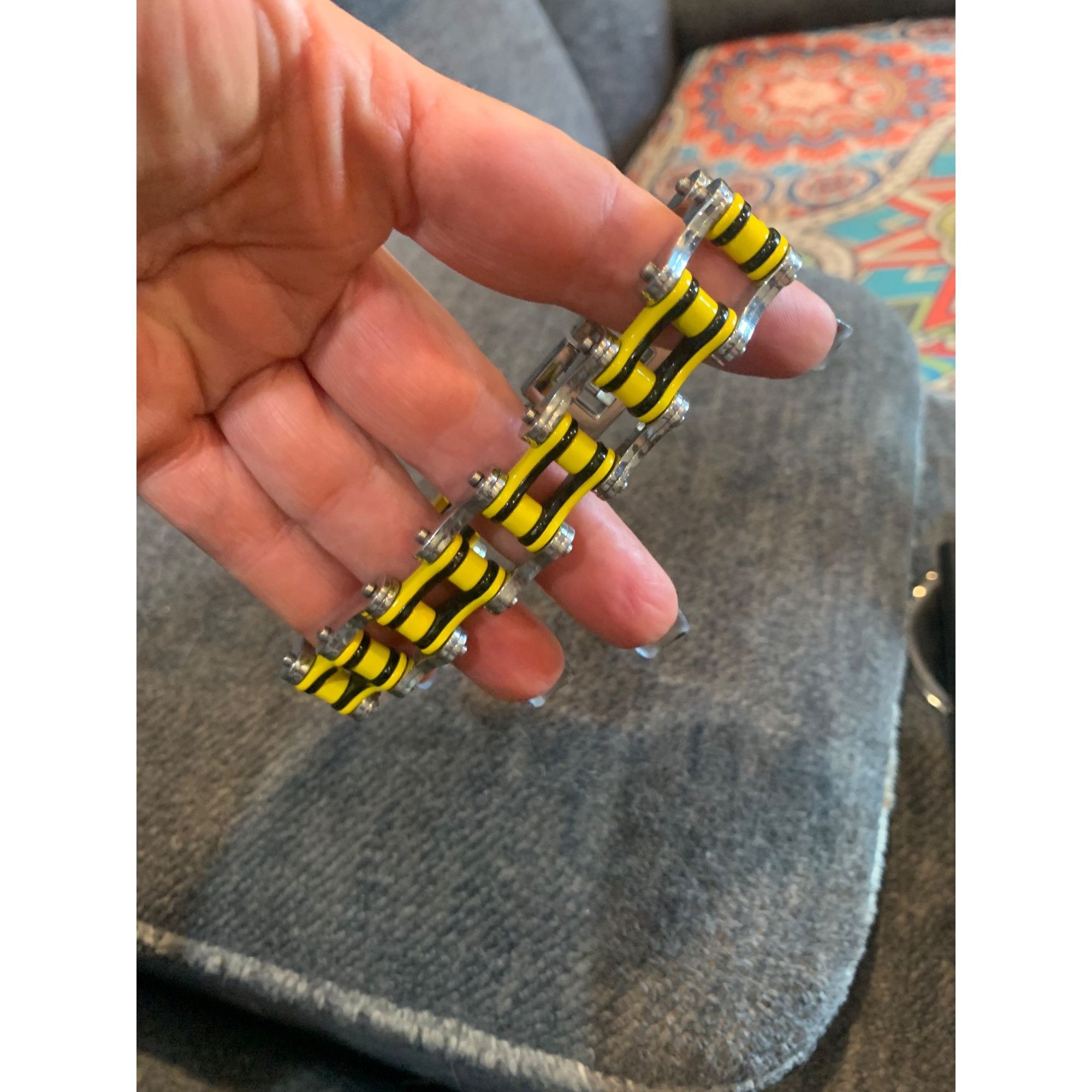 Other Yellow & Silver Stainless Steel Chain Link Bracelet Size ONE SIZE - 1 Preview