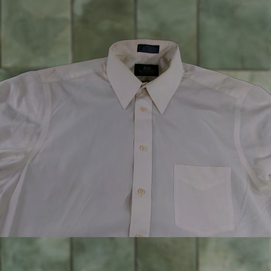 Stafford Stafford Mens Shirt 16 33 Yellow Broadcloth Long Sleeve Button Up Preppy Office Dress Shirt Size US L / EU 52-54 / 3 - 1 Thumbnail