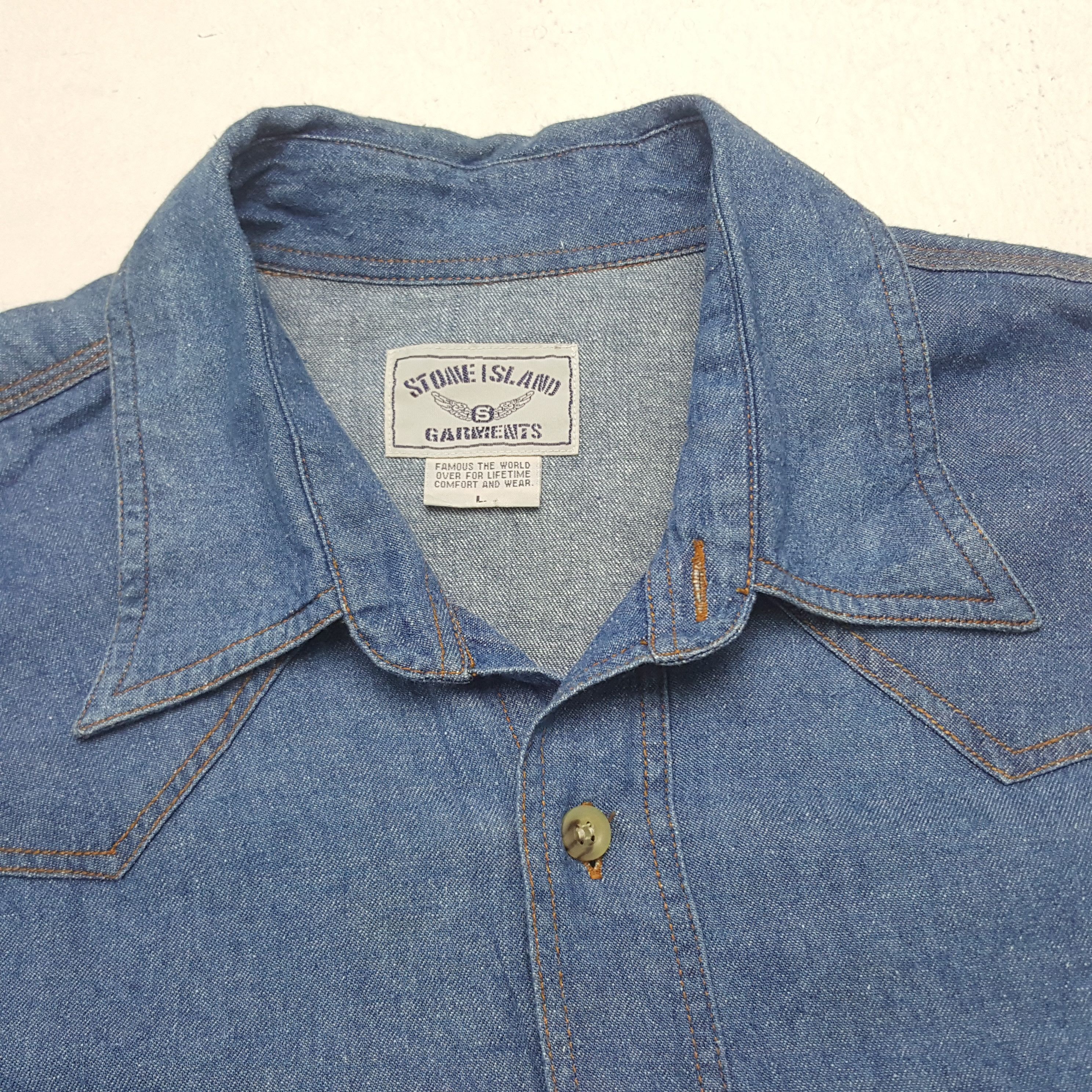 Designer Vintage Stone Island Garments Denim Shirt Button Up 31 Size US L / EU 52-54 / 3 - 4 Thumbnail