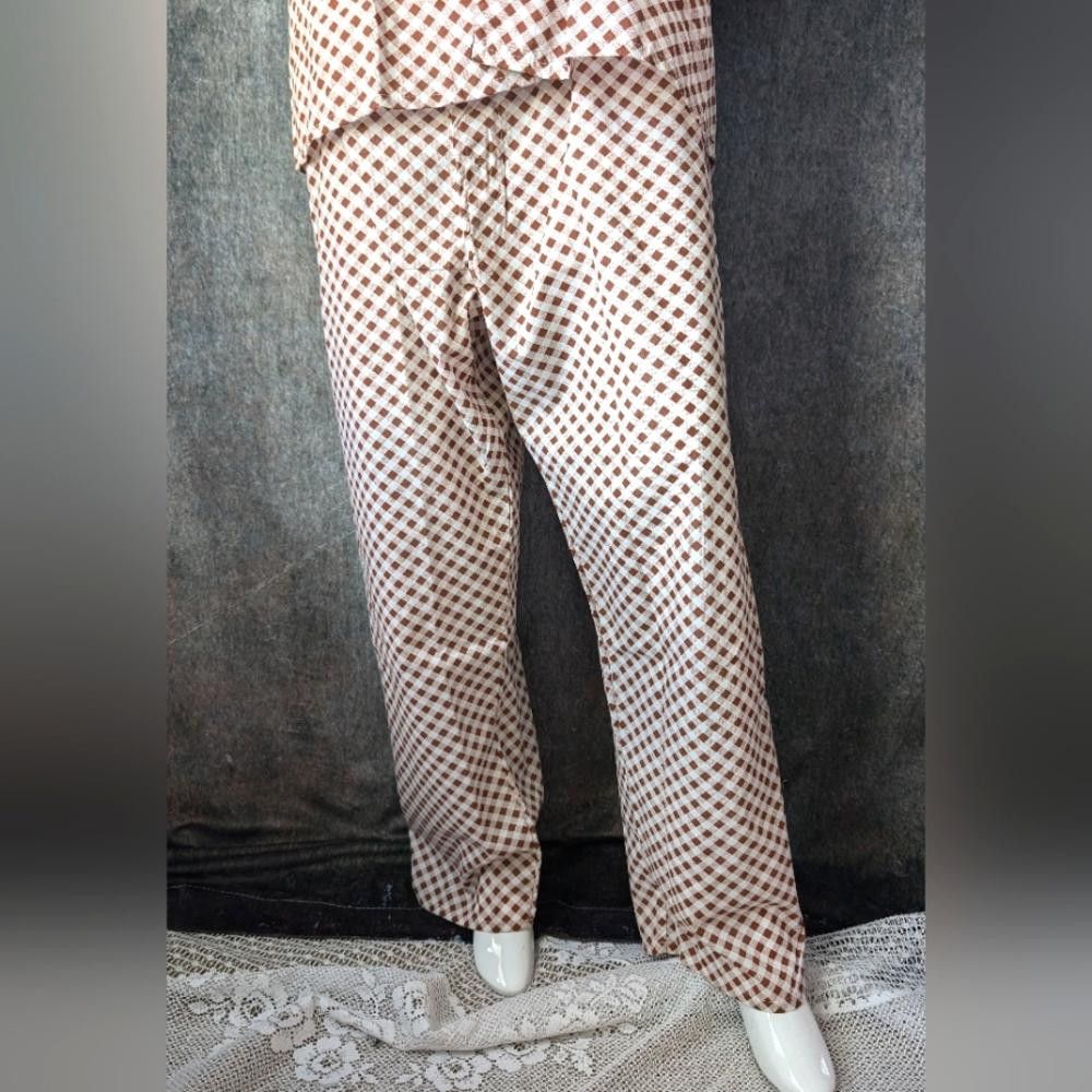 Designer Men's Vintage 80s Alexander's Checkered Pajamas Loungewear Size ONE SIZE - 3 Thumbnail