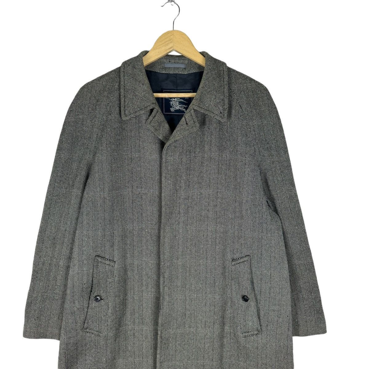 Burberry 🔥BURBERRY HERRINGBONE WOOL LONG JACKET Size US M / EU 48-50 / 2 - 2 Thumbnail