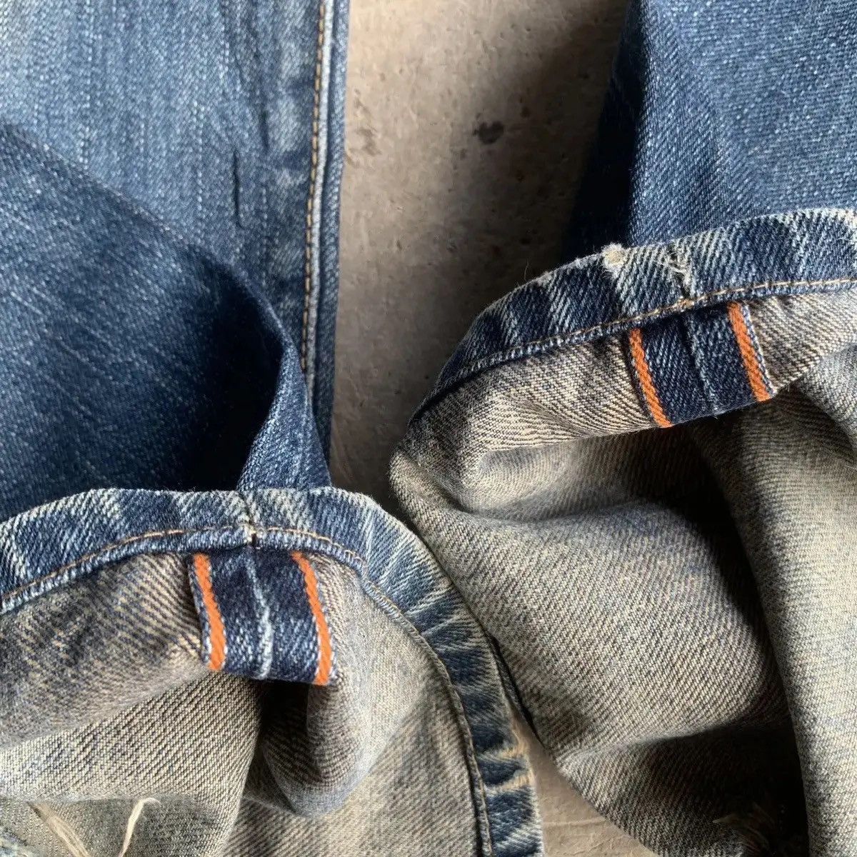 Self Edge × Sugar Cane 💥DISTRESSED! Edwin 505 Red Line Jeans Sun Faded Blue Pants Size US 32 / EU 48 - 10 Thumbnail