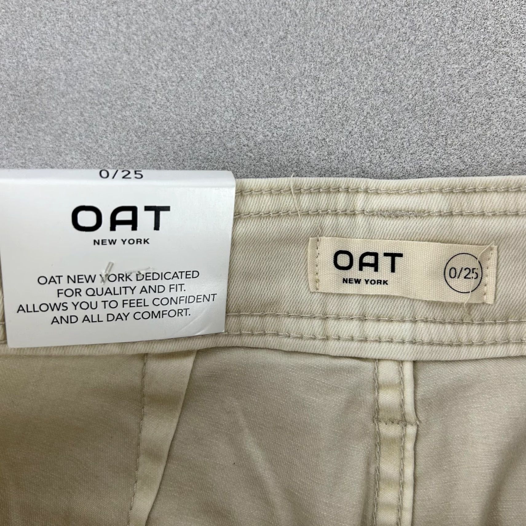 Vintage OAT New York Pants Womens 0/25 Beige High Rise Wide Leg Stretch Twill Chino Shirt? Size 25" / US 0 / IT 36 - 3 Thumbnail