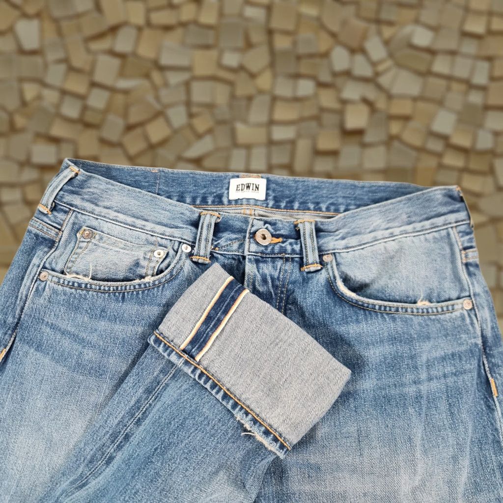 Edwin Edwin Jeans Blue W33 L32 Slim Fit Japanese Denim Selvedge 5-Pocket Mens Tapered Regular Size US 33 - 1 Thumbnail
