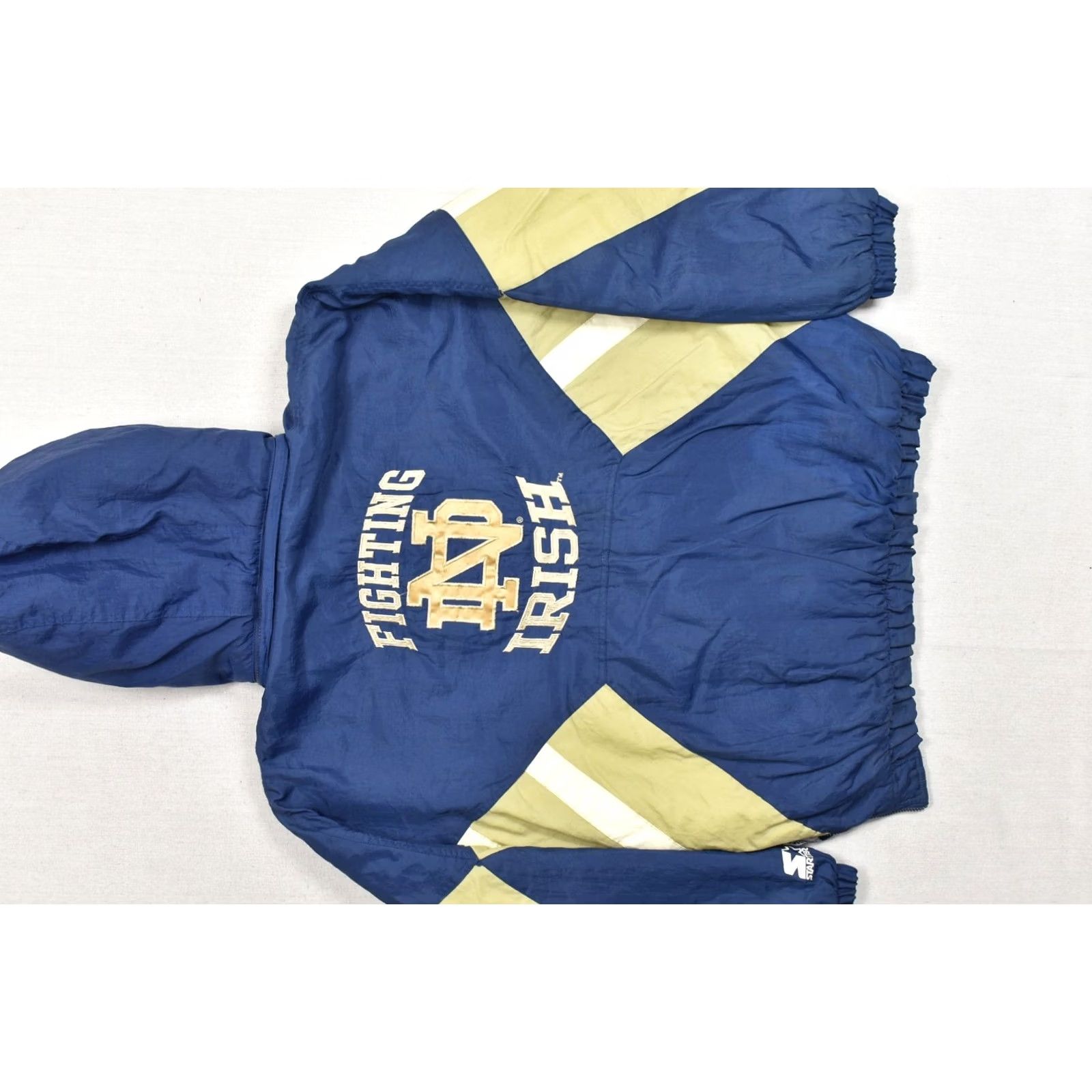 Starter VINTAGE Starter Notre Dame Fighting Irish Puffer Anorak Jacket Blue Gold Men's L Jacket Size US L / EU 52-54 / 3 - 8 Thumbnail