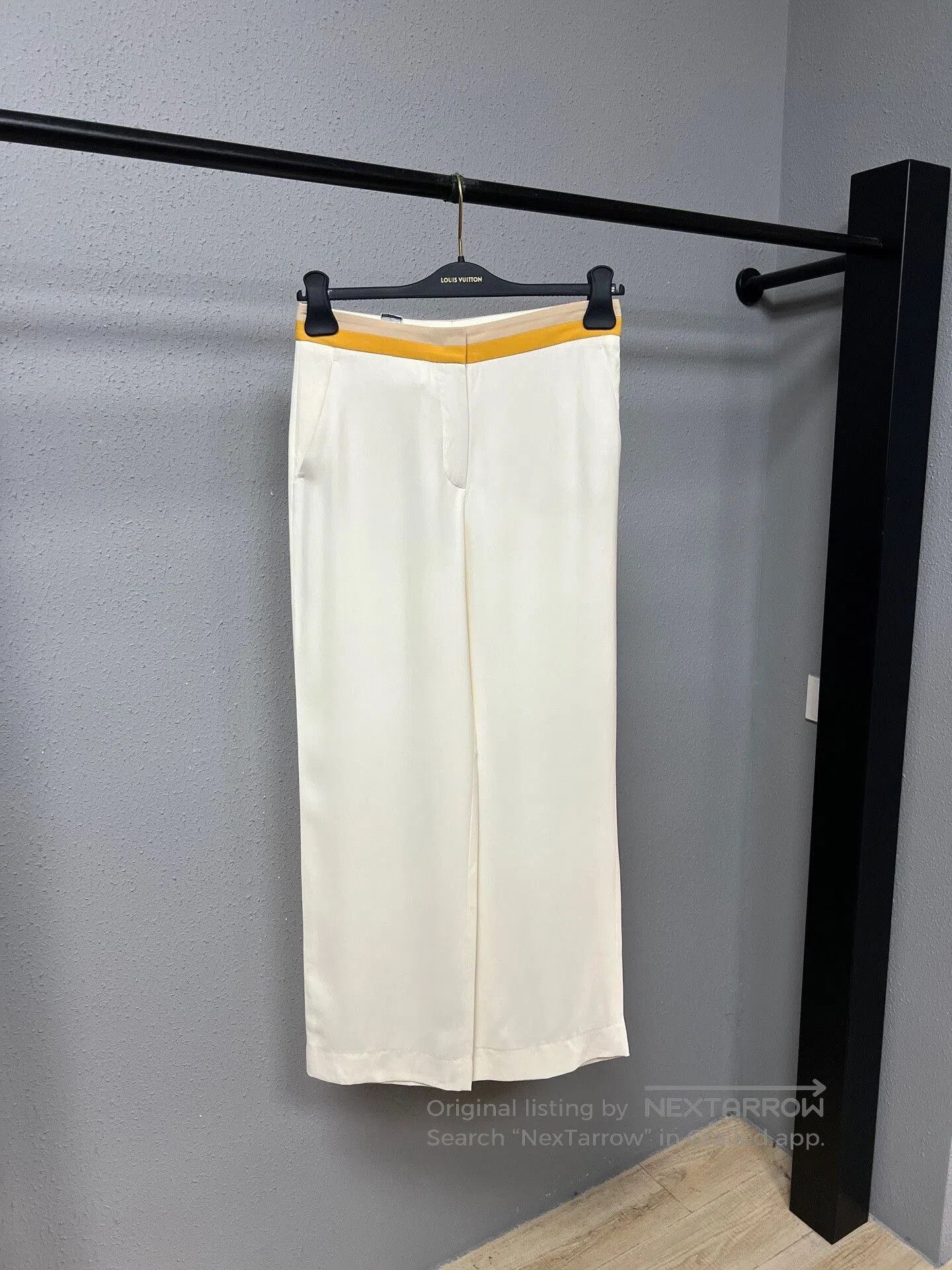 Loro Piana White Silk Wide-Leg Pants.