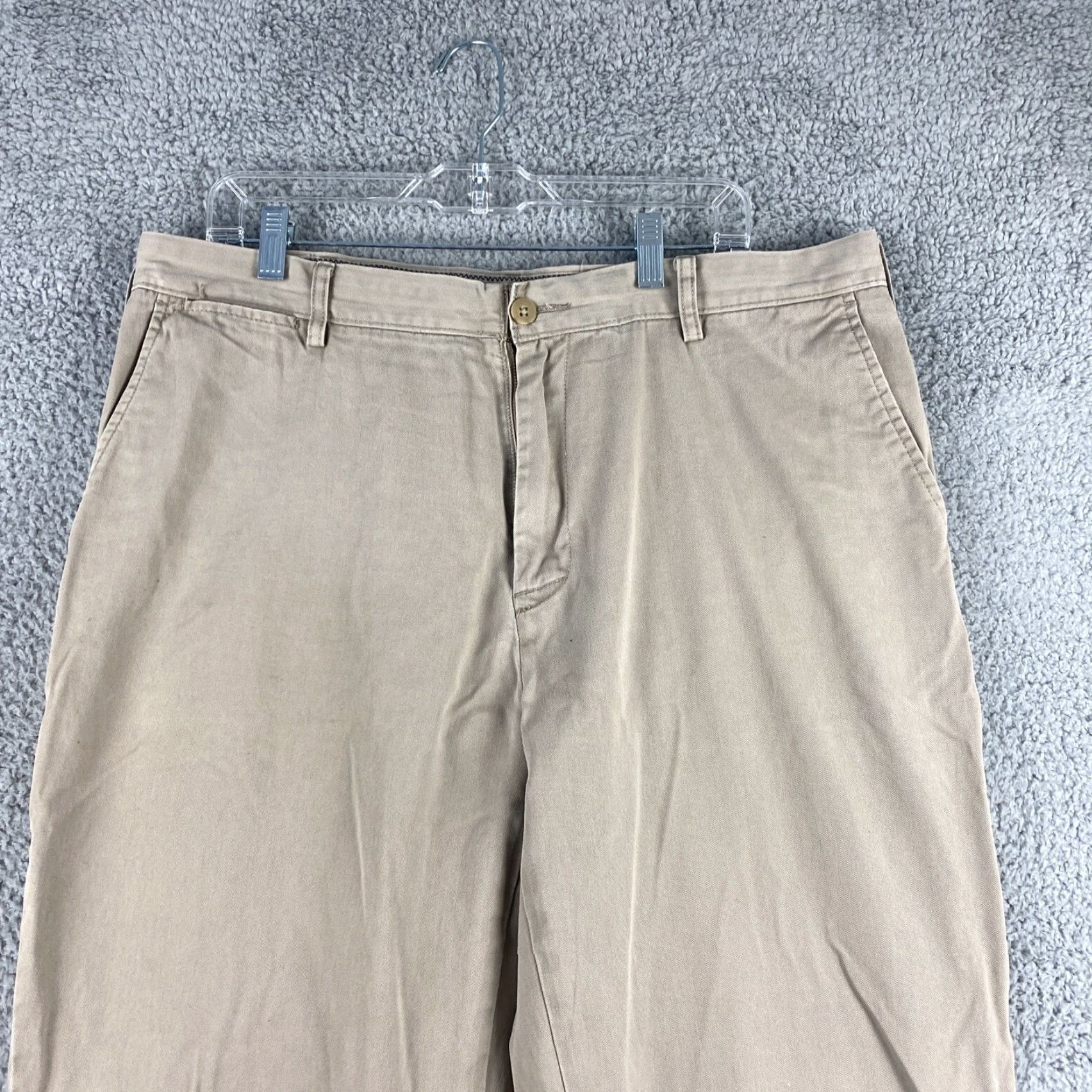 Nautica Nautica Pants Khaki Flat Front Chino 38 x 34 Tan Mens Size US 38 / EU 54 - 2 Thumbnail