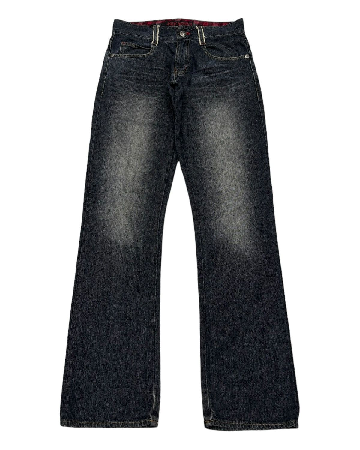 If Six Was Nine 🔥JACK SERIKA SKULL BONES FLARE JEANS DISTRESSED Size US 30 / EU 46 - 2 Thumbnail