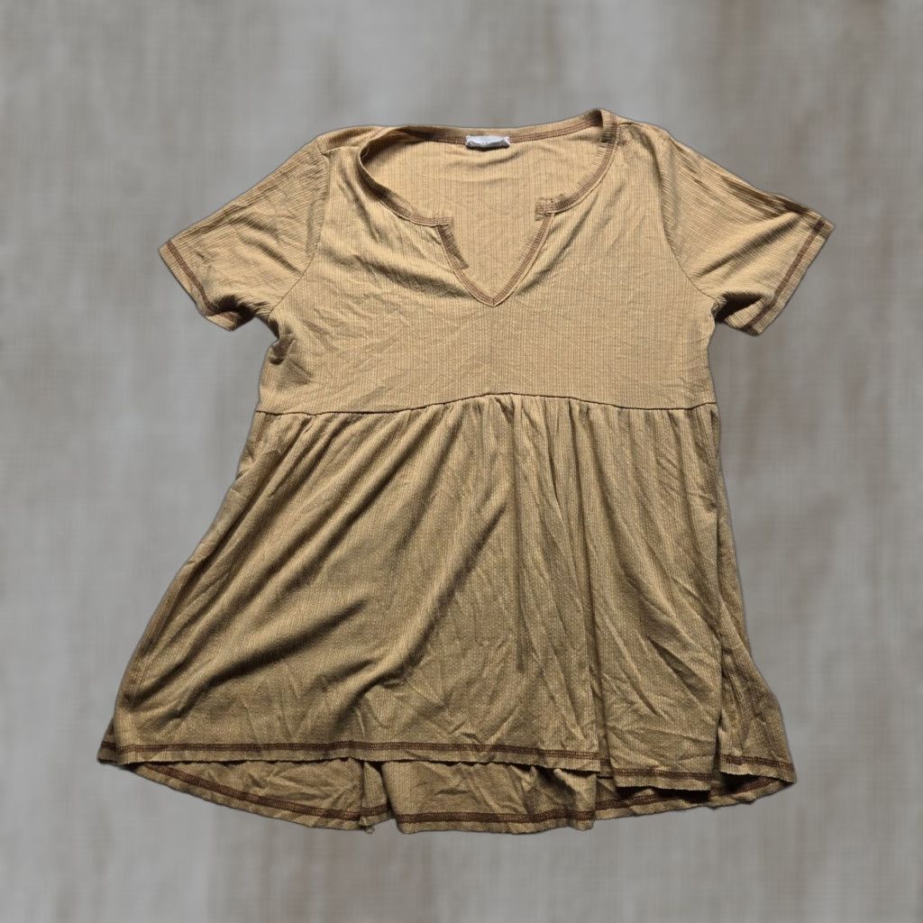 Vintage VINTAGE Stripe Women's T-Shirt Casual M Brown Love 90s Basic Short Sleeve Size M / US 6-8 / IT 42-44 - 1 Thumbnail