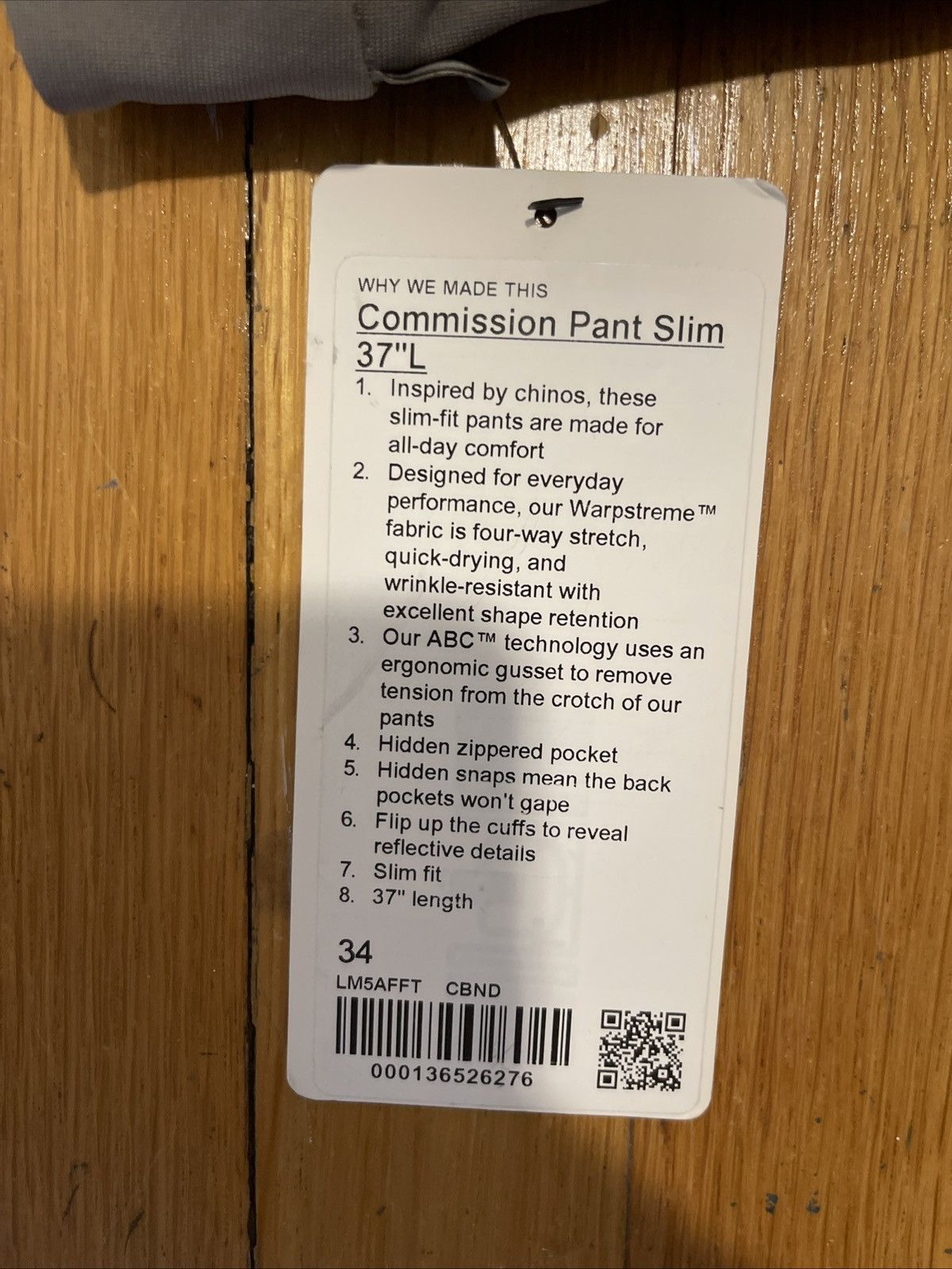 Lululemon Lululemon Commission Pant Slim 37 Length 34 Waist Size US 34 / EU 50 - 6 Thumbnail